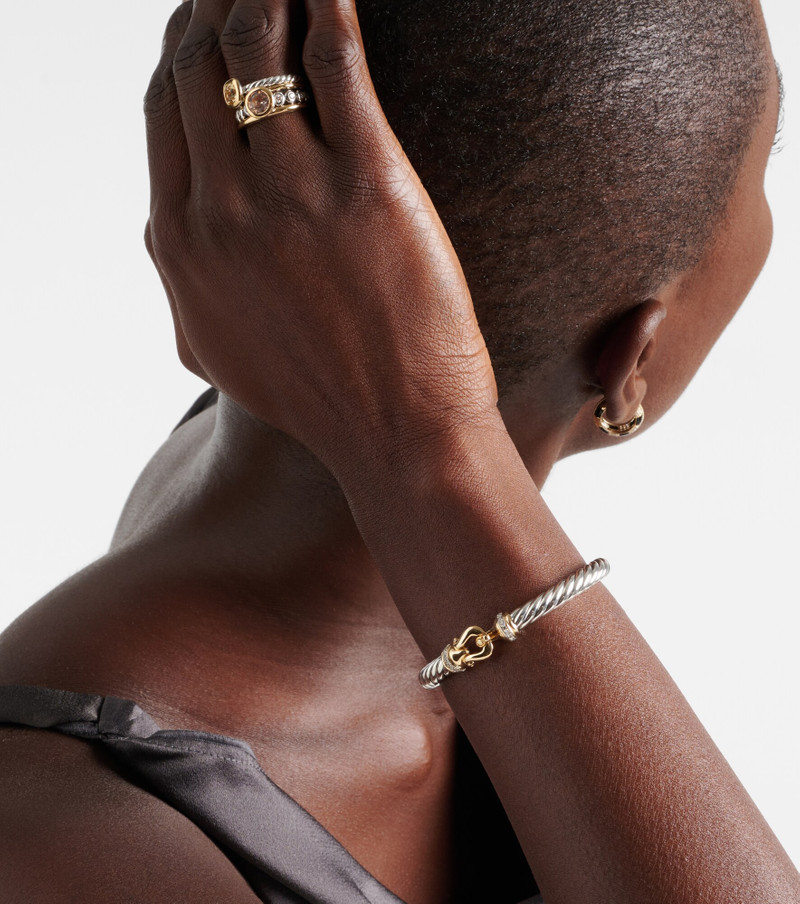 Cable Flex® Buckle sterling silver and 14kt gold bracelet with diamonds 3