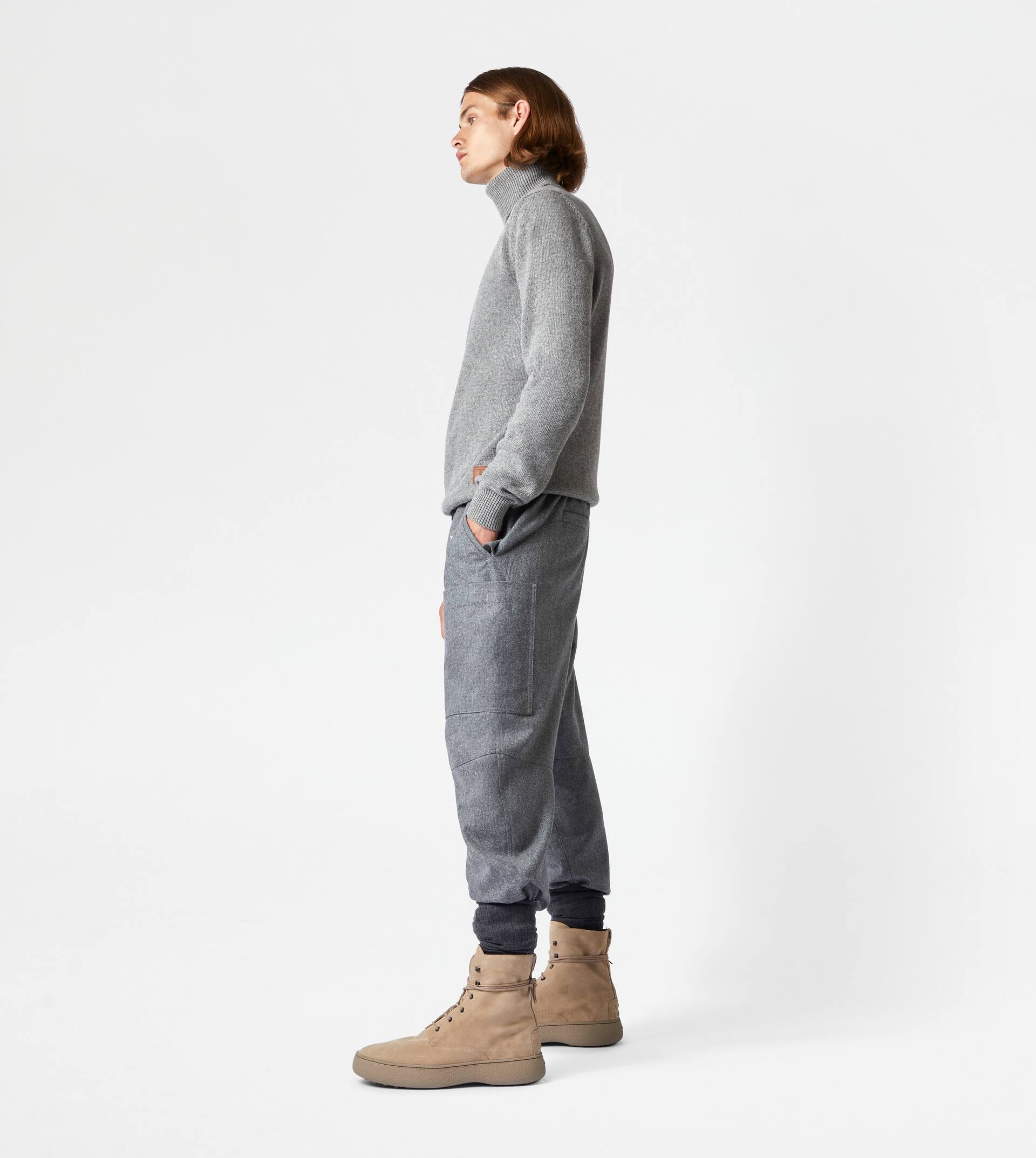 TOD'S CASHMERE BLEND TURTLENECK - GREY - 4