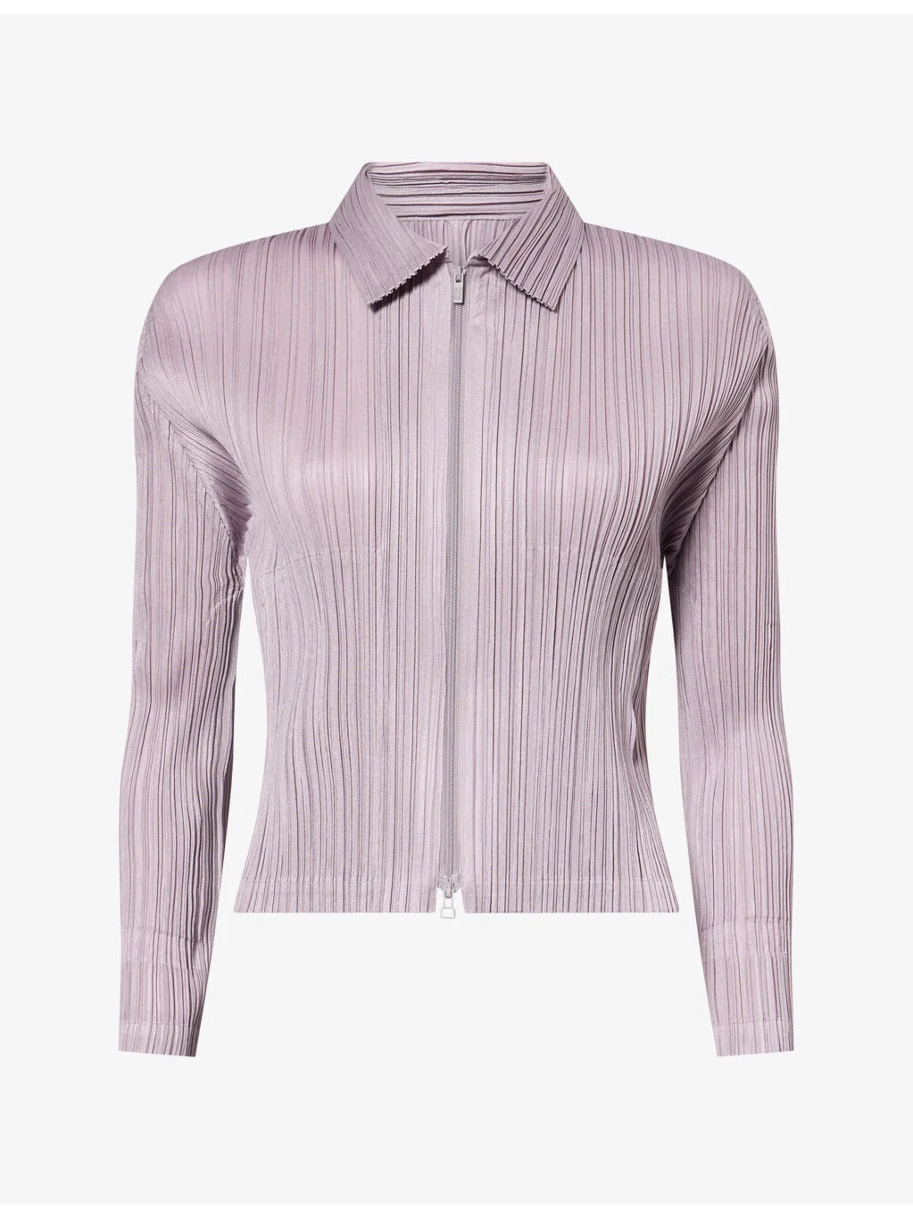 Zip-Up Pleated Knitted Jacket - 1