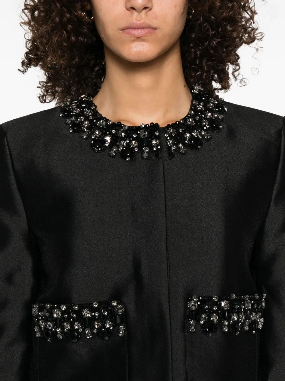 Taffeta Embellished Trim Jacket - 3