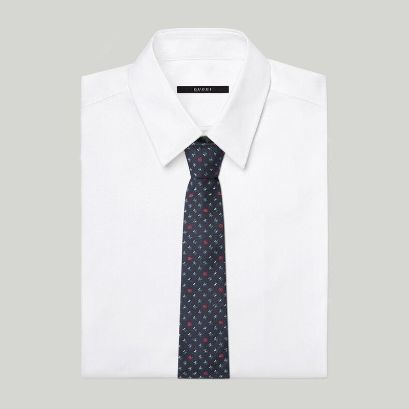 GUCCI Double G cherry silk jacquard tie outlook