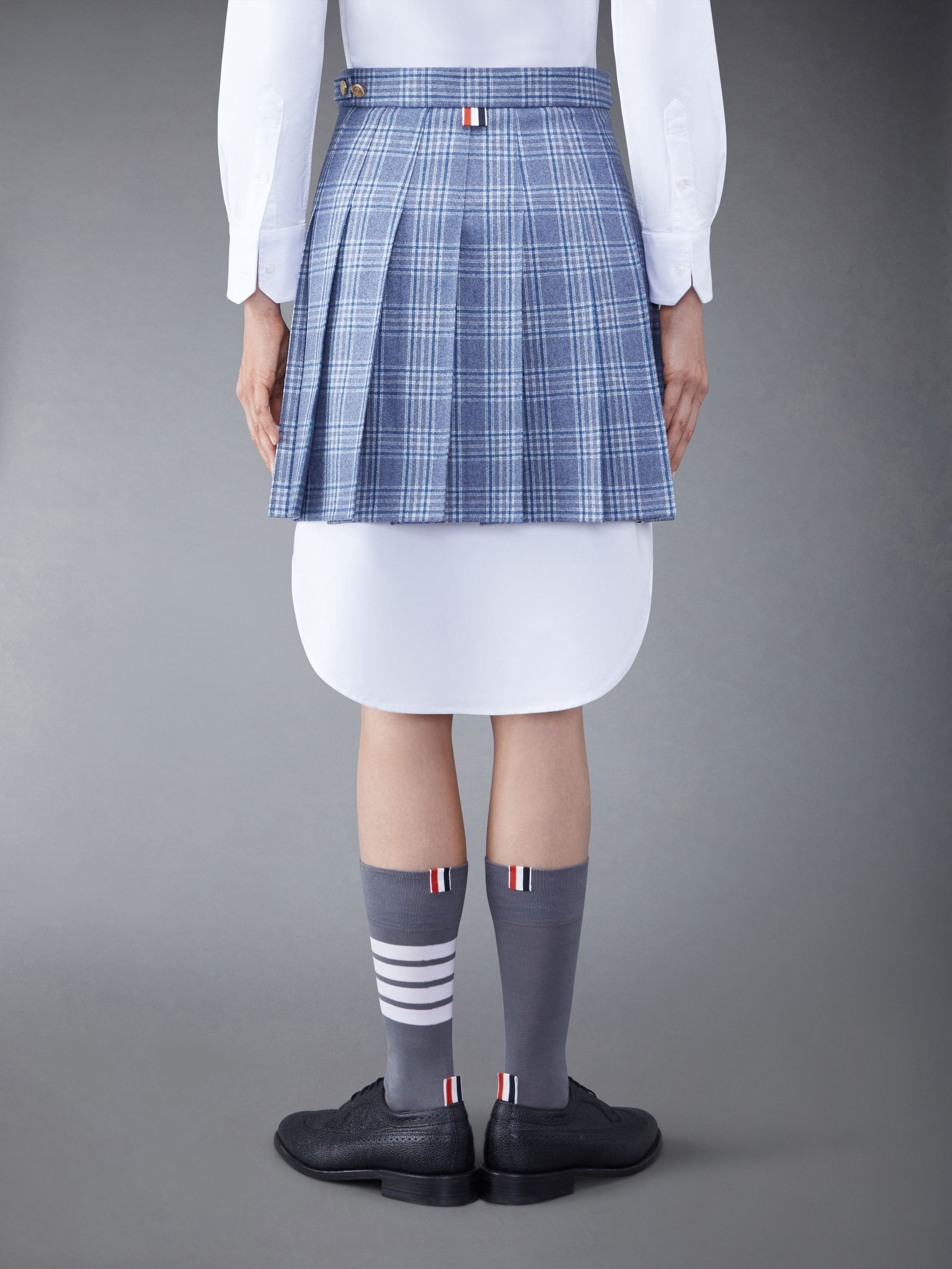 Wool Cashmere Check Pleated Mini Skirt - 3