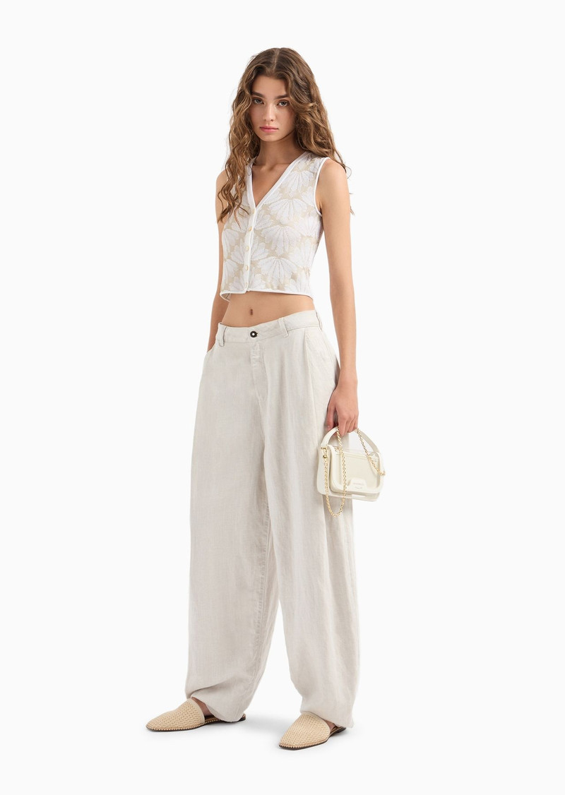 EMPORIO ARMANI ASV garment-dyed denim-effect linen and Lyocell blend trousers outlook