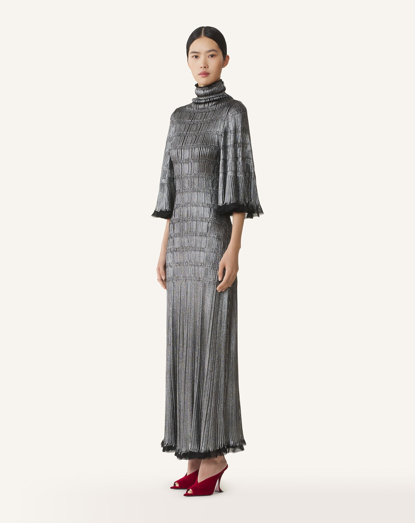 FUNNEL-NECK MIDI DRESS - 3