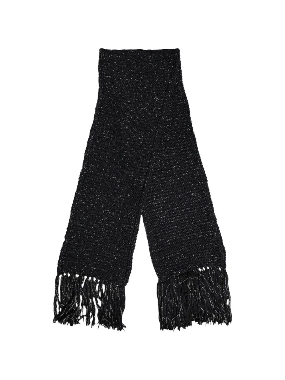 fringe-trimmed knitted scarf - 1
