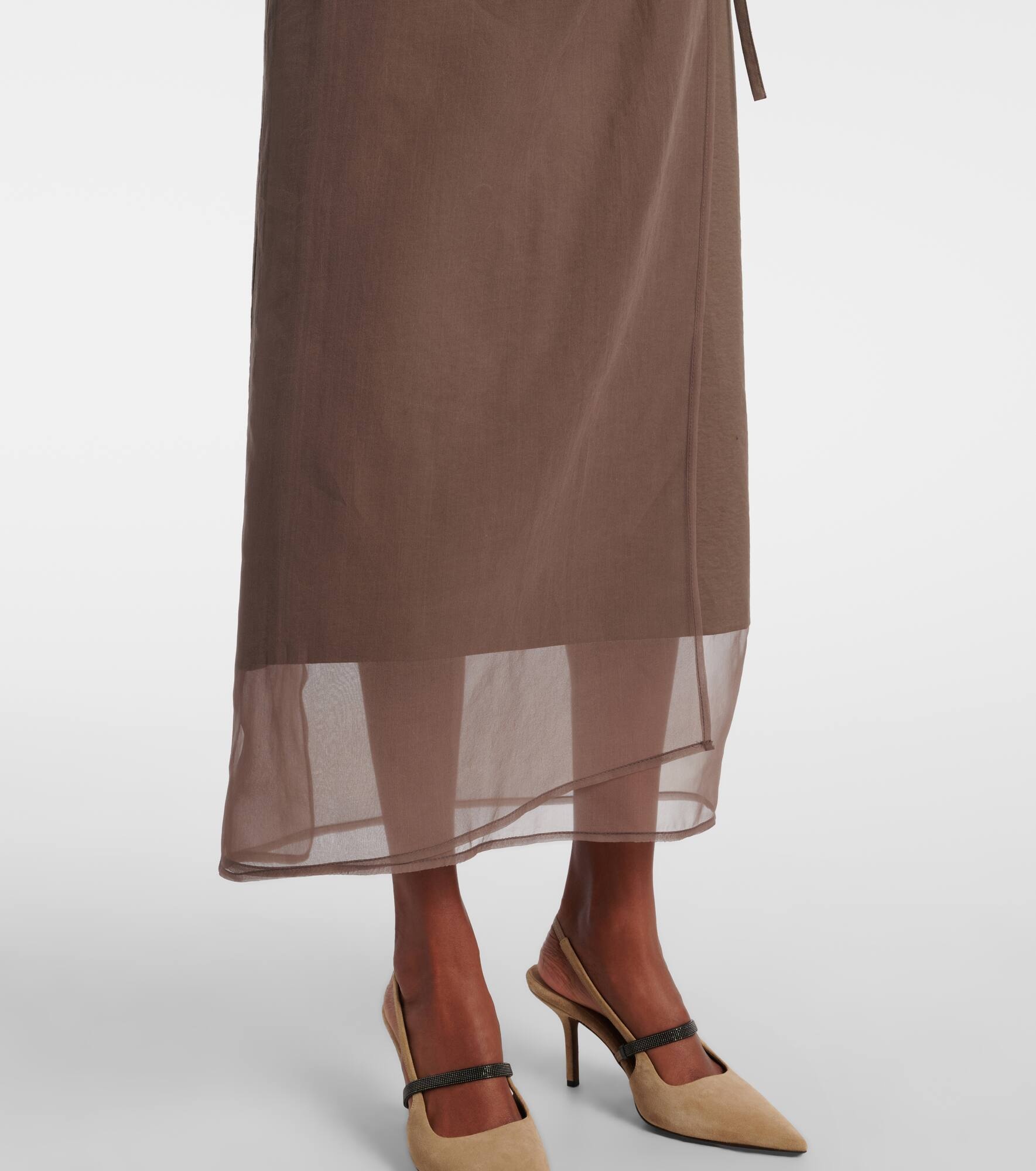 Cotton-blend midi skirt - 5
