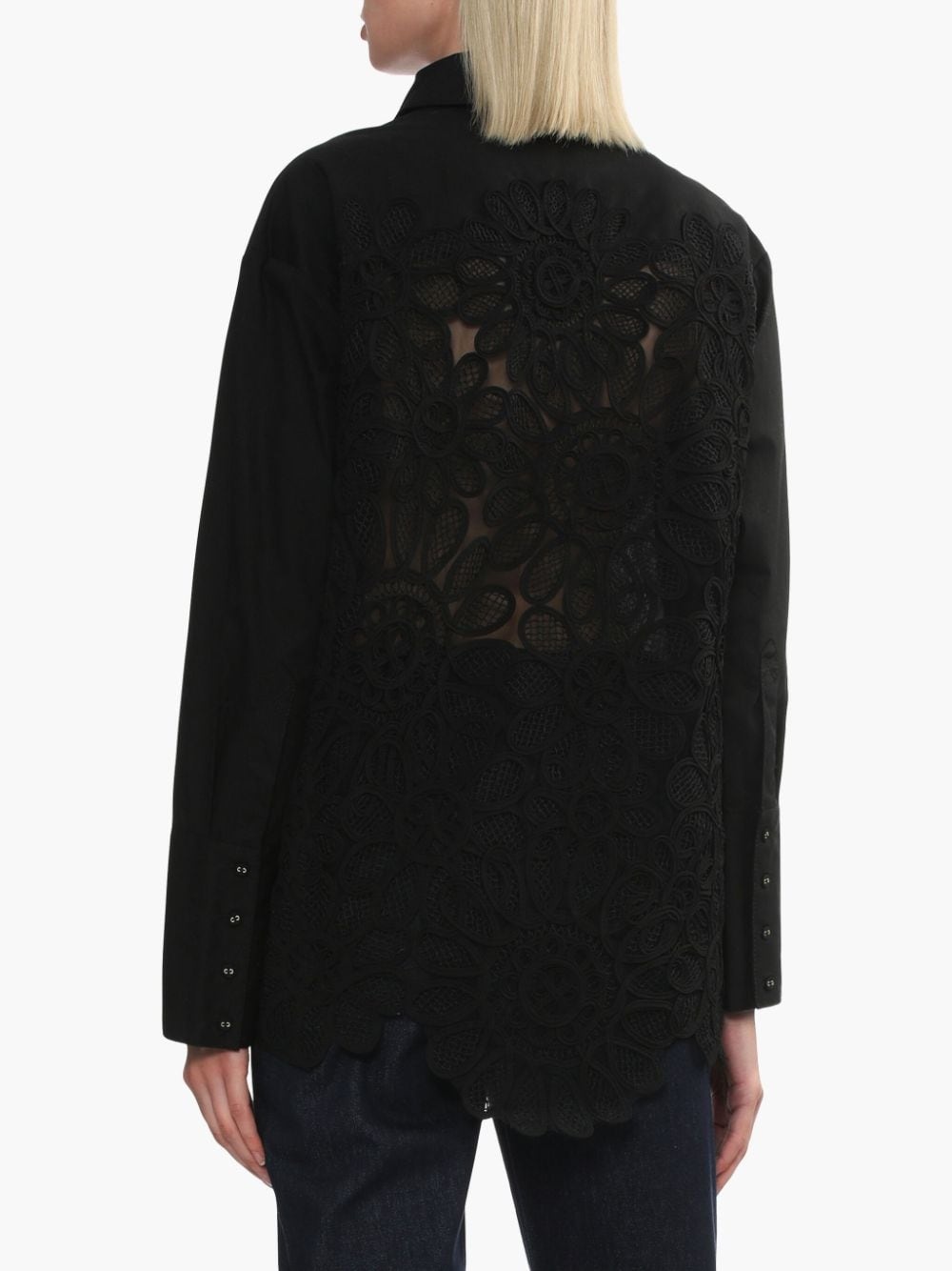 floral-lace detailing shirt - 4
