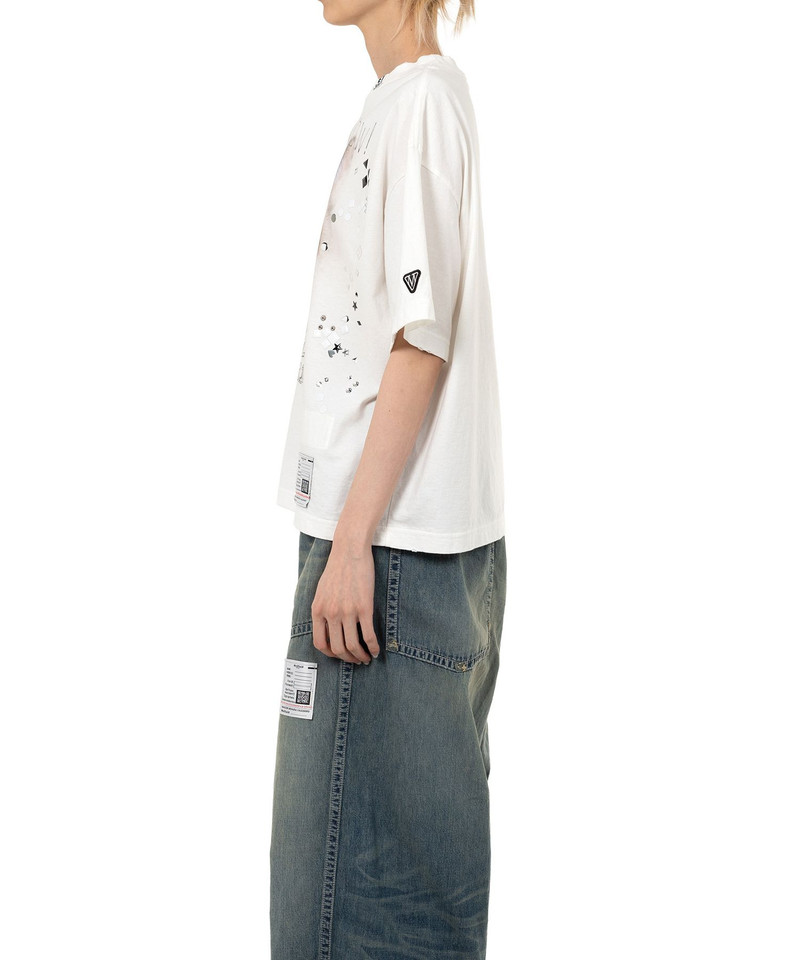 Cat Printed Embellished Distressed T-Shirt 5