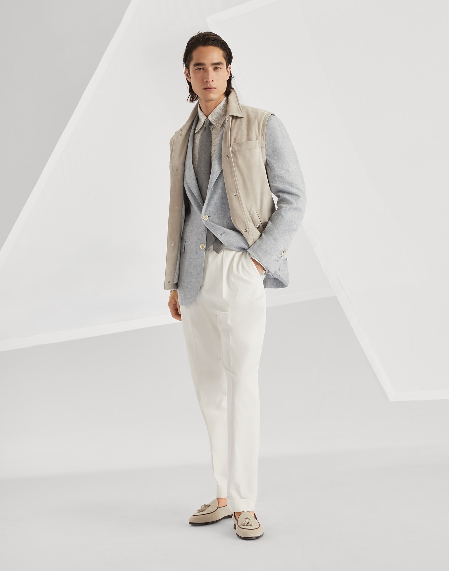 Cotton paisley twill slim fit shirt with button-down collar - 5