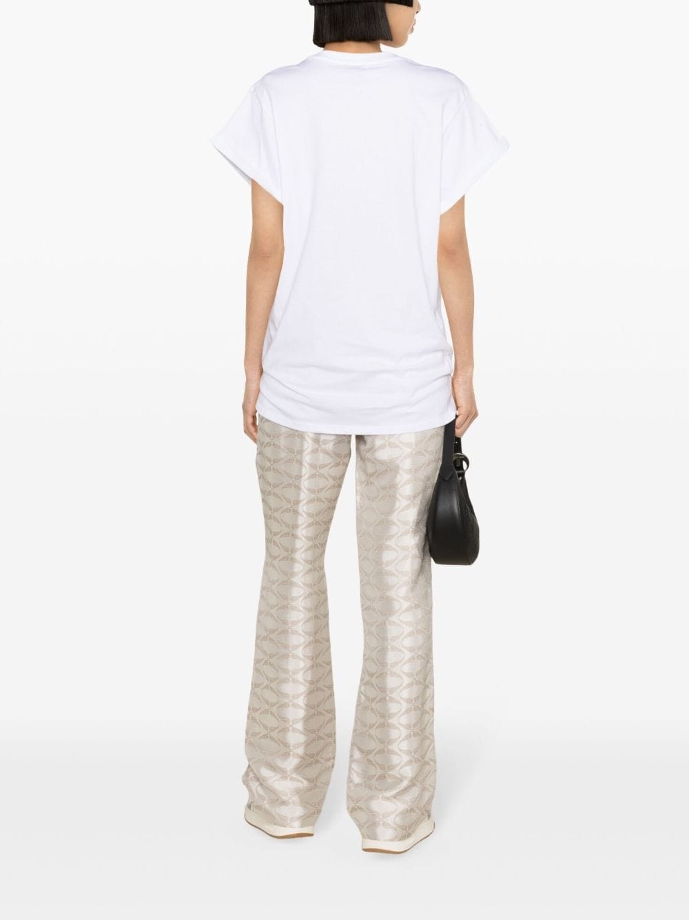 rhinestone-logo cotton T-shirt - 4