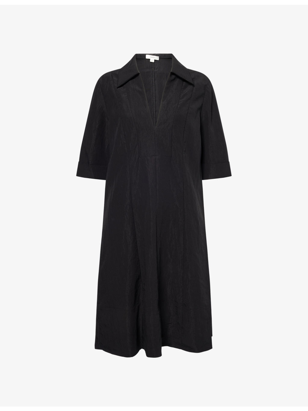 V-Neck Short-Sleeves Woven Midi Dress - 1