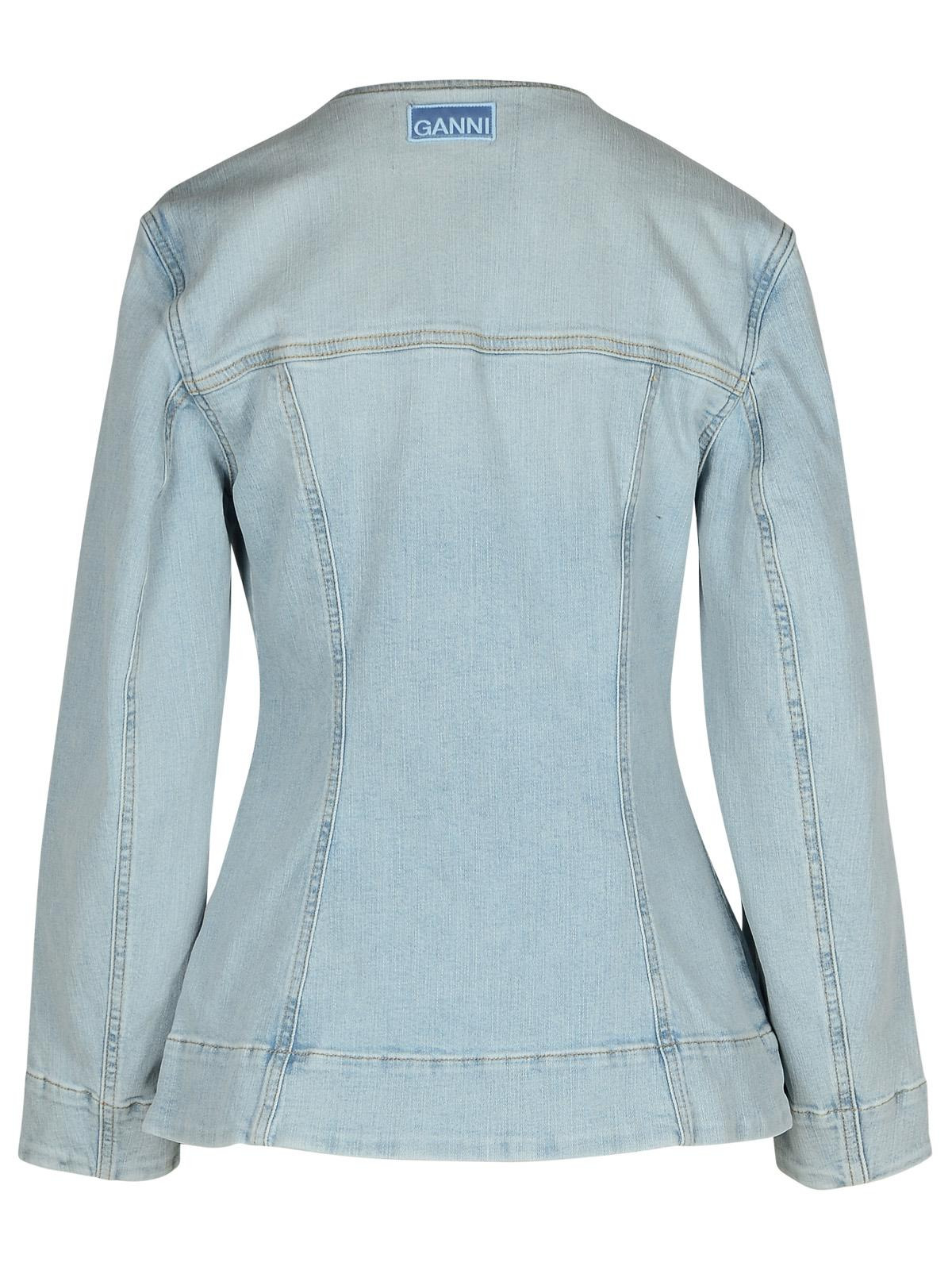Ganni Light Blue Cotton Blazer Women - 3