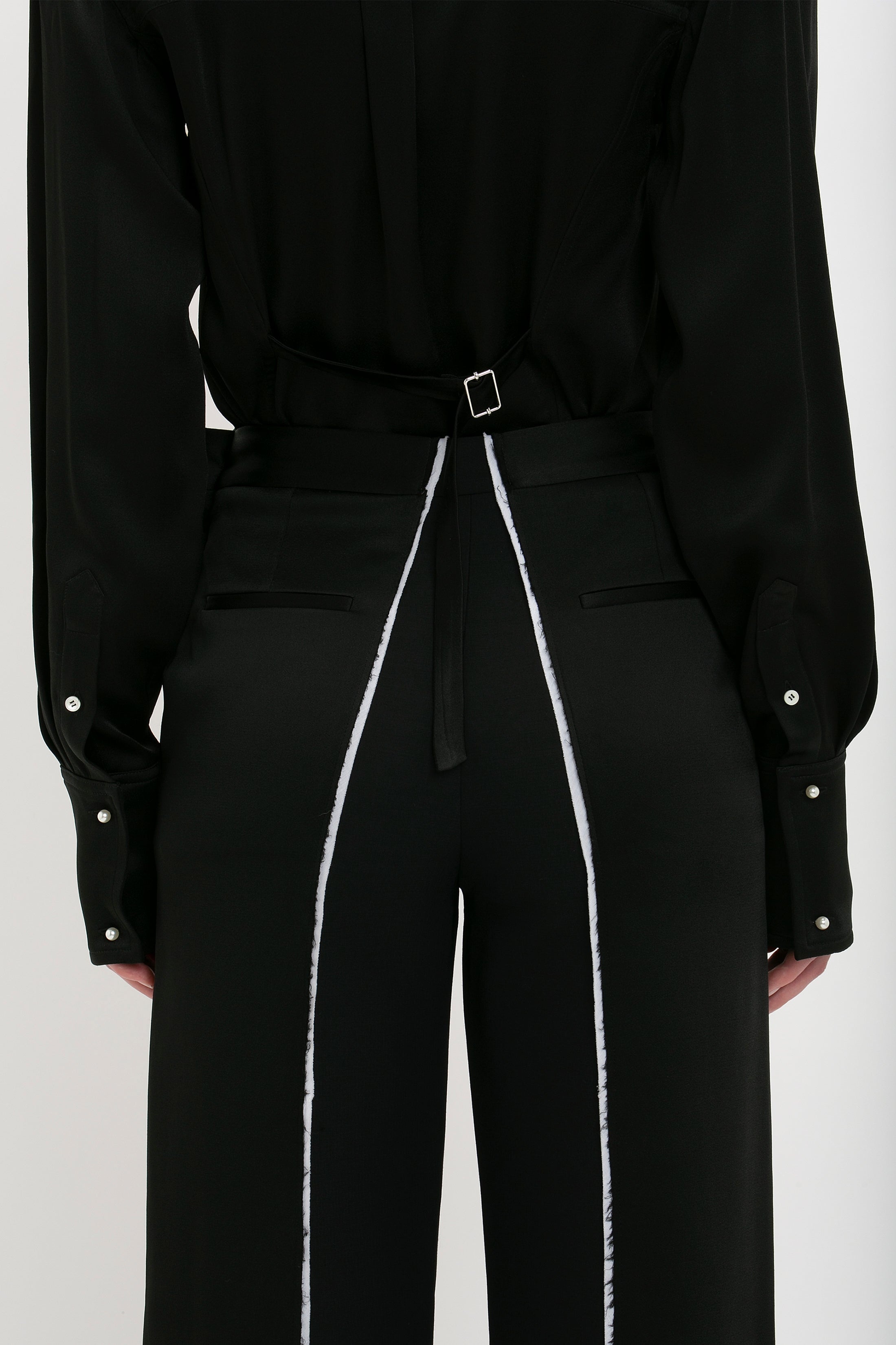 Straight Leg Deconstructed Trouser In Black - 7