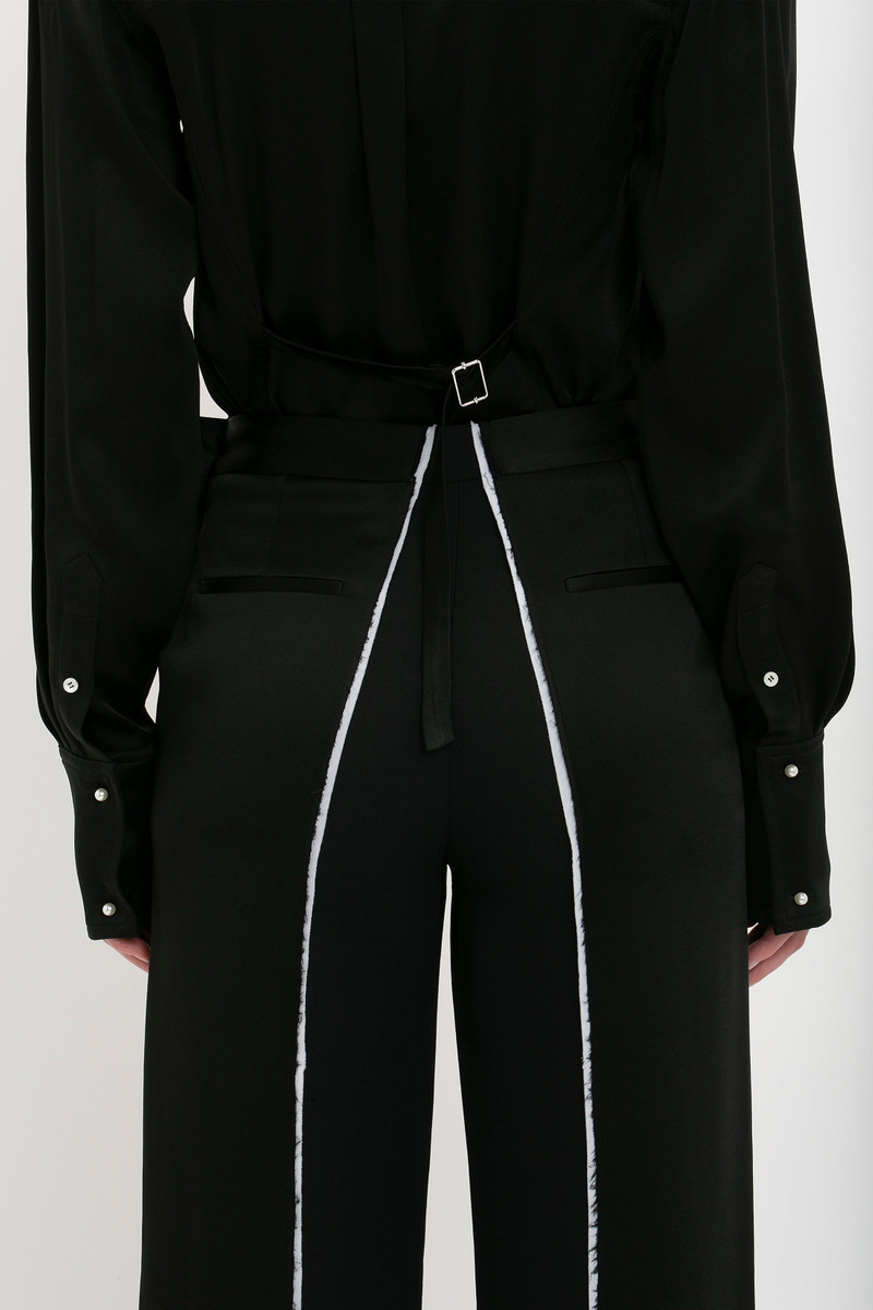 Straight Leg Deconstructed Trouser In Black 7