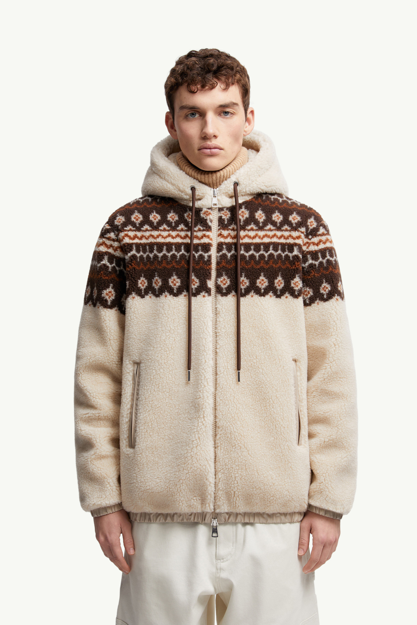 Geometric Jacquard Wool Blend Hoodie - 3