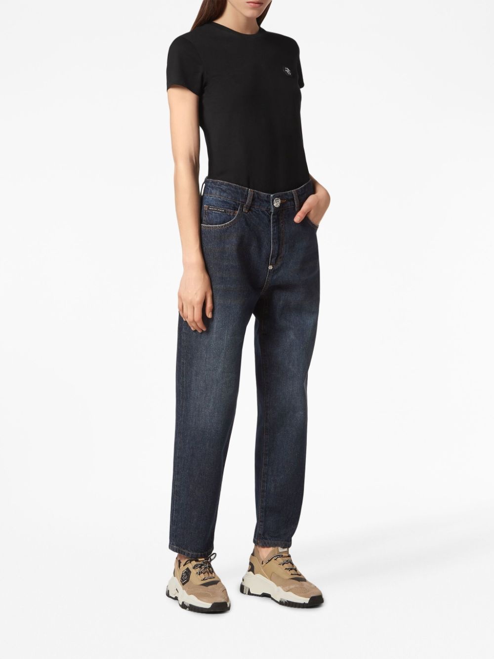 appliqué-detail tapered boyfriend jeans - 2