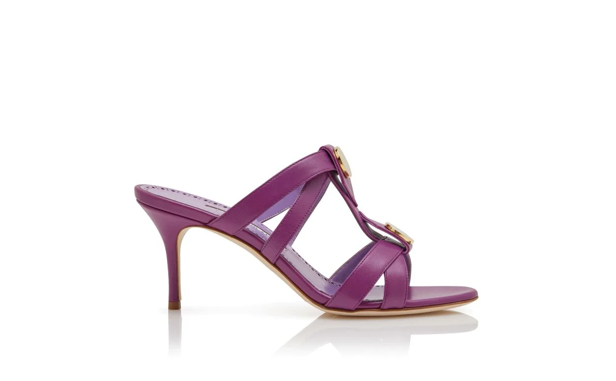 Purple Nappa Leather T-Bar Mules - 1