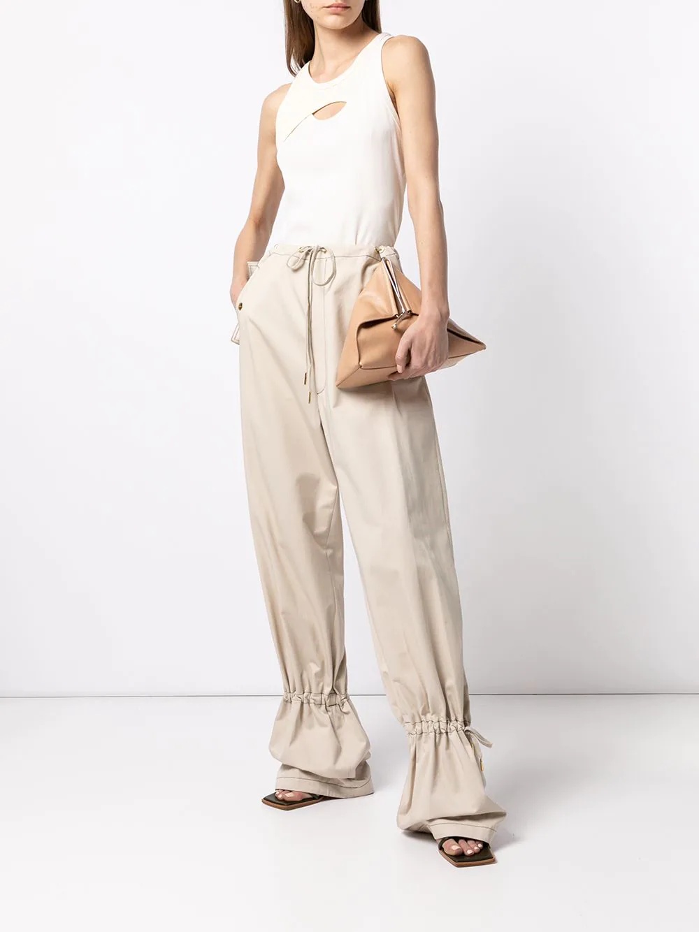 eyelet tie tapered trousers - 2