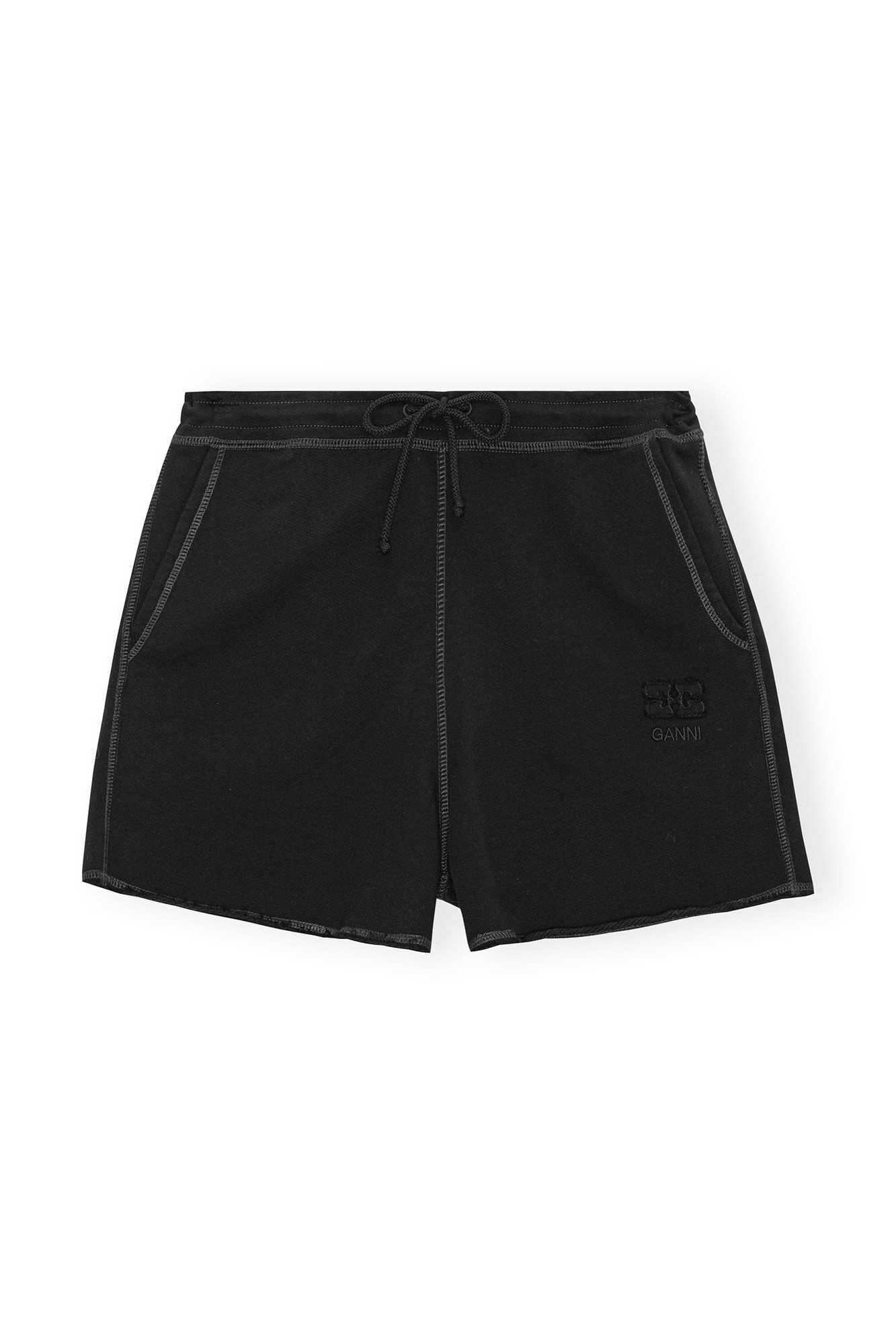 BLACK ISOLI DRAWSTRING SHORTS - 1