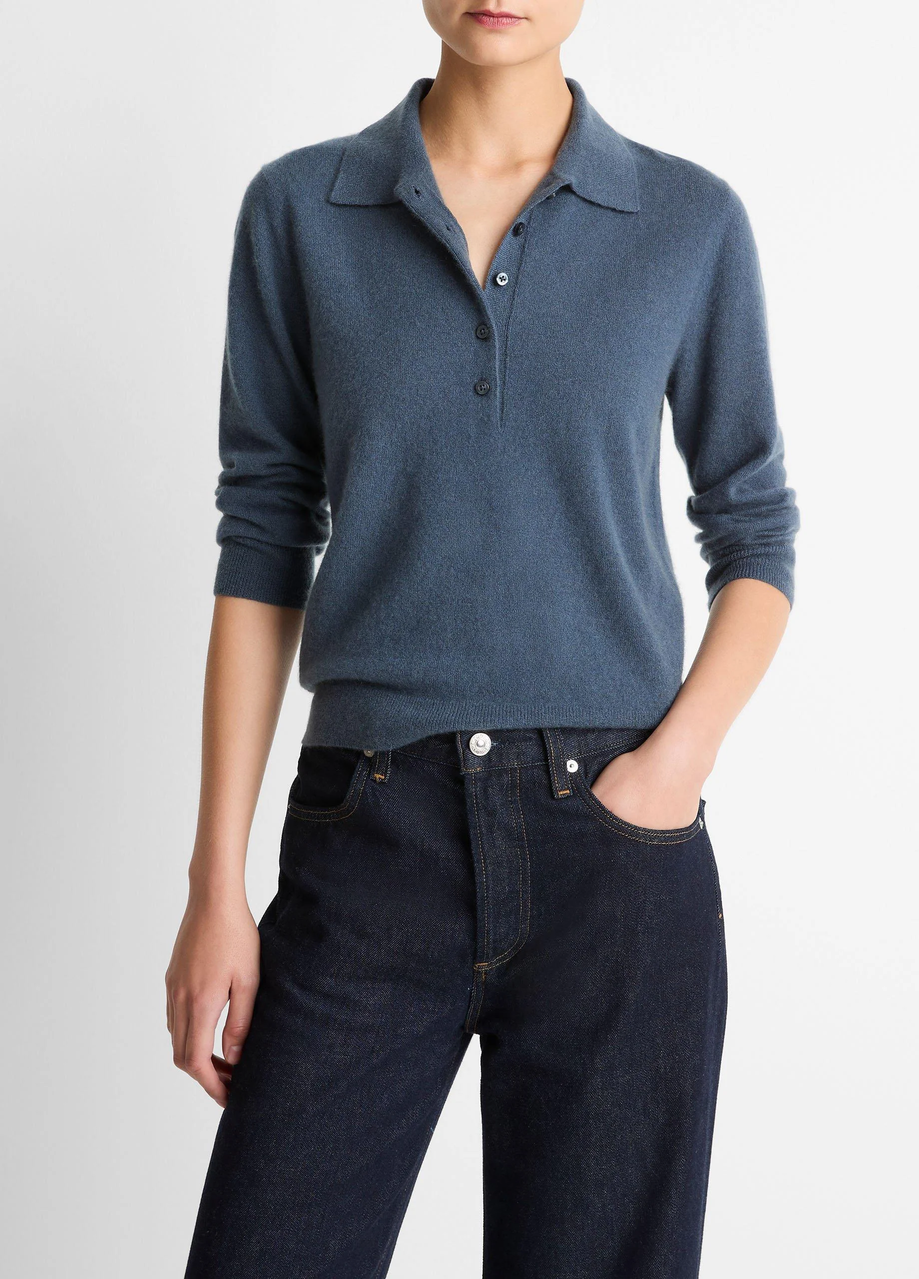 Cashmere-Silk Polo Sweater - 1