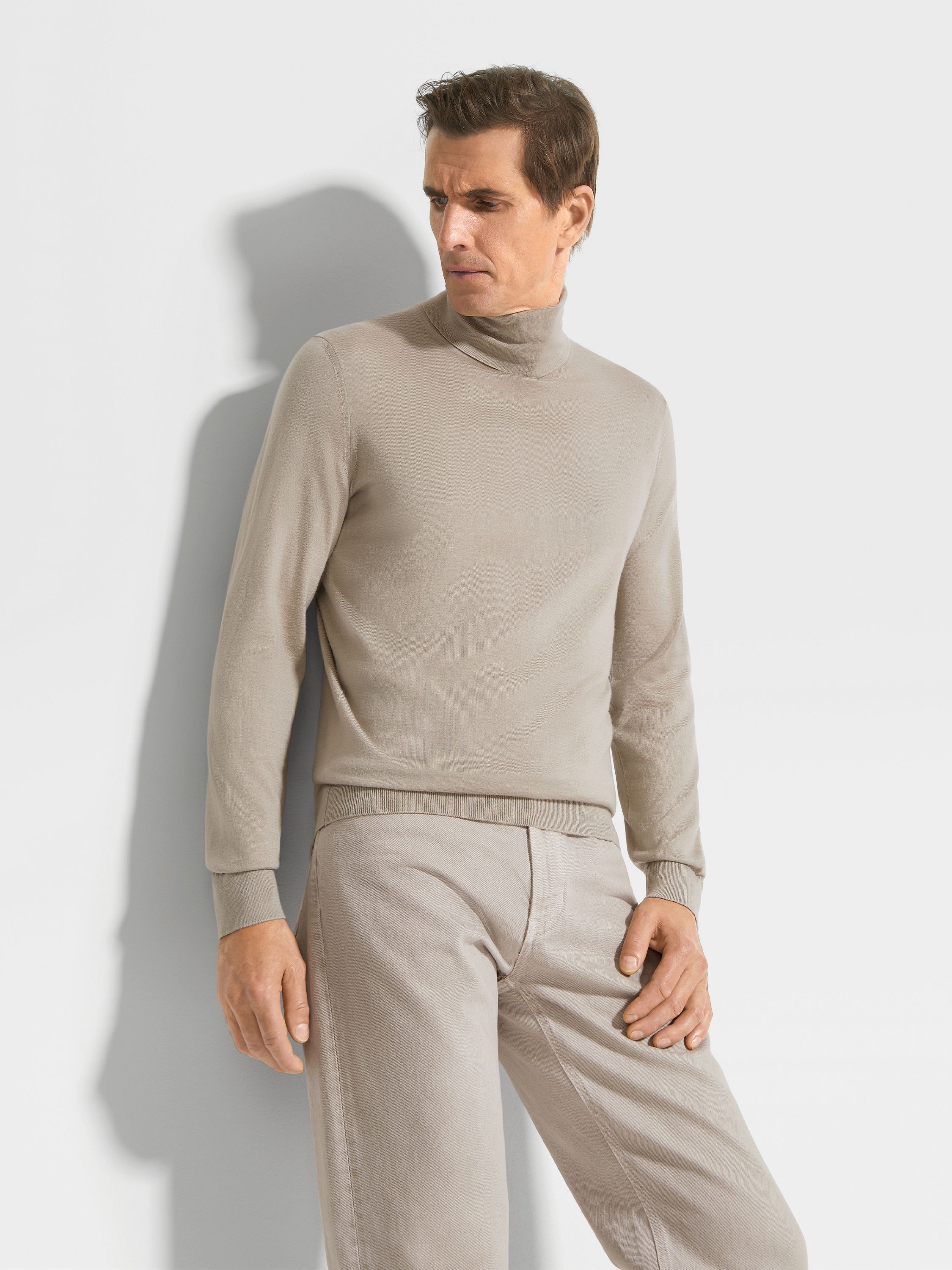 LIGHT TAUPE CASHSETA TURTLENECK - 3