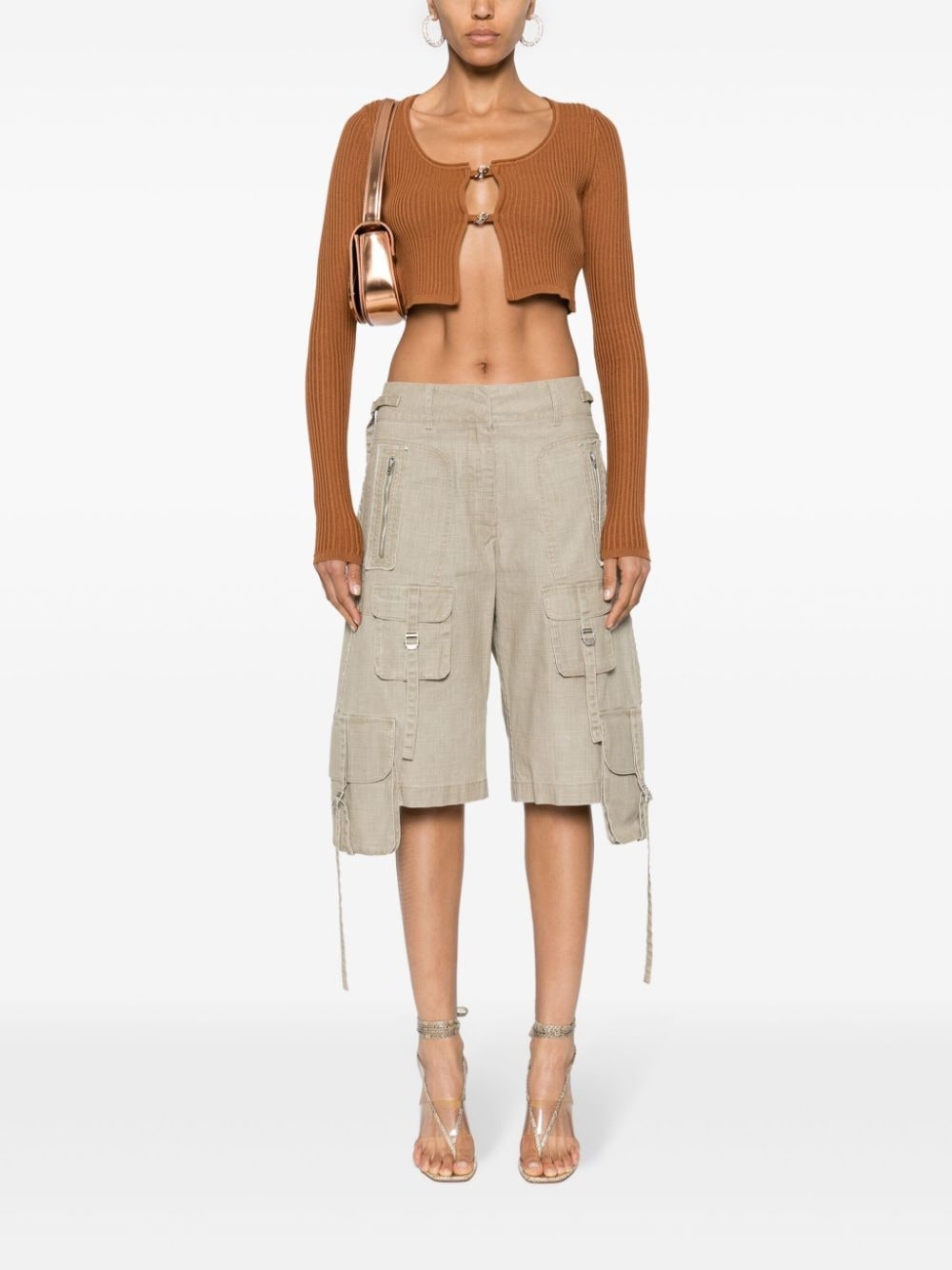 cropped ribbed-knit cardigan - 2