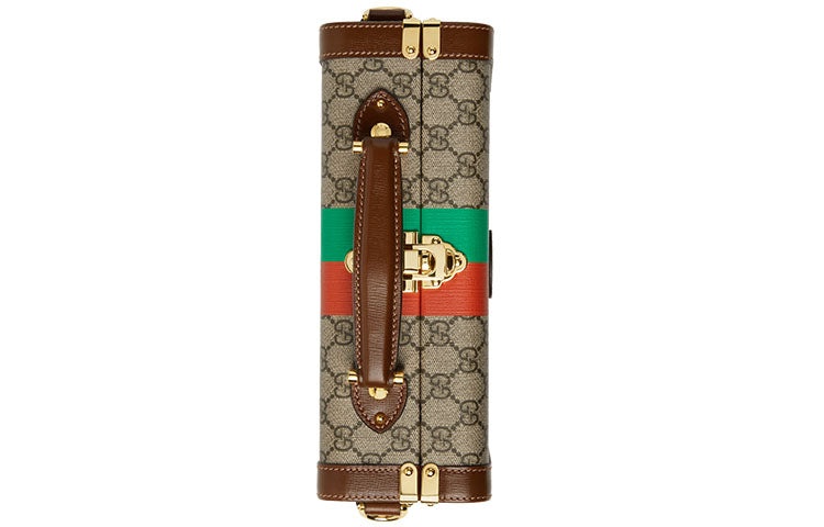 Gucci Fake Not Series Alphabet Stripe Printing Logo Leather Logo Canvas handbag Unisex / Brown 63358 - 7