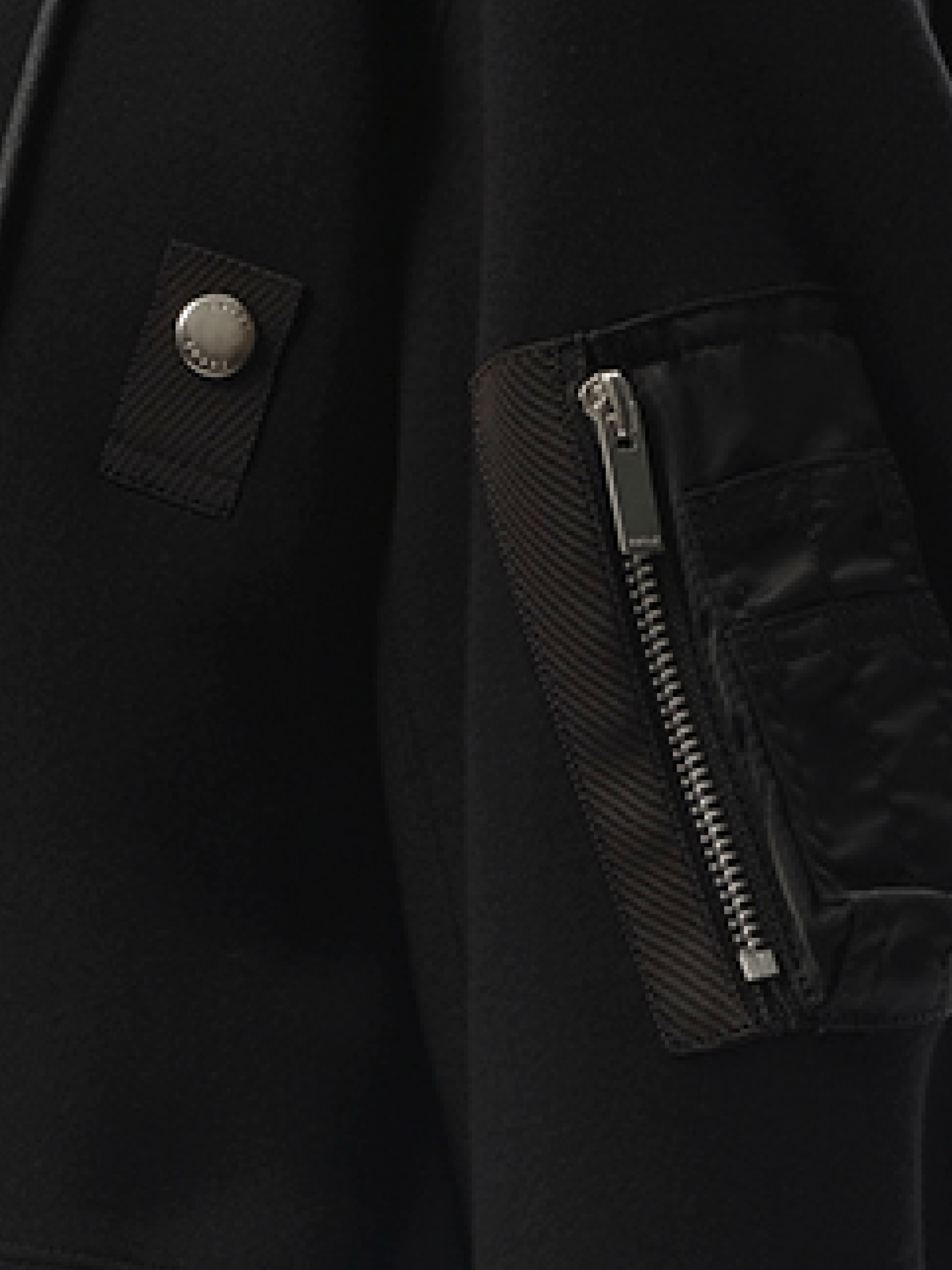 Sponge Sweat x Nylon Twill Zip Hoodie in Black - 3