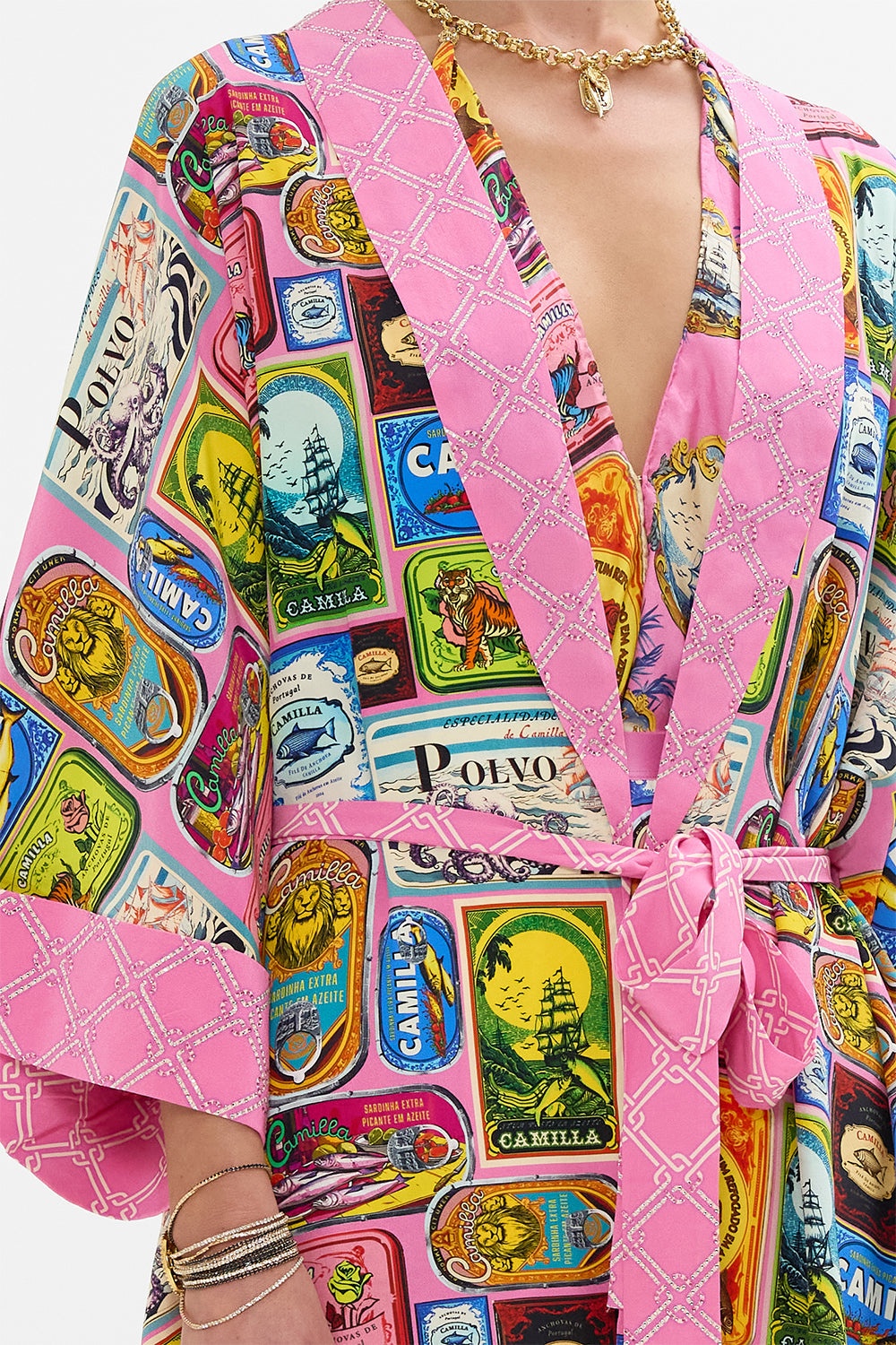 LONG ROBE WITH NARROW COLLAR - 6