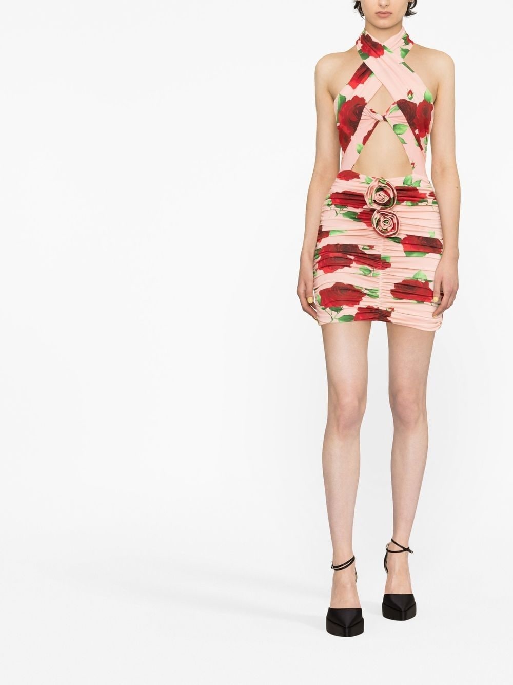 floral-print cut-out minidress - 2