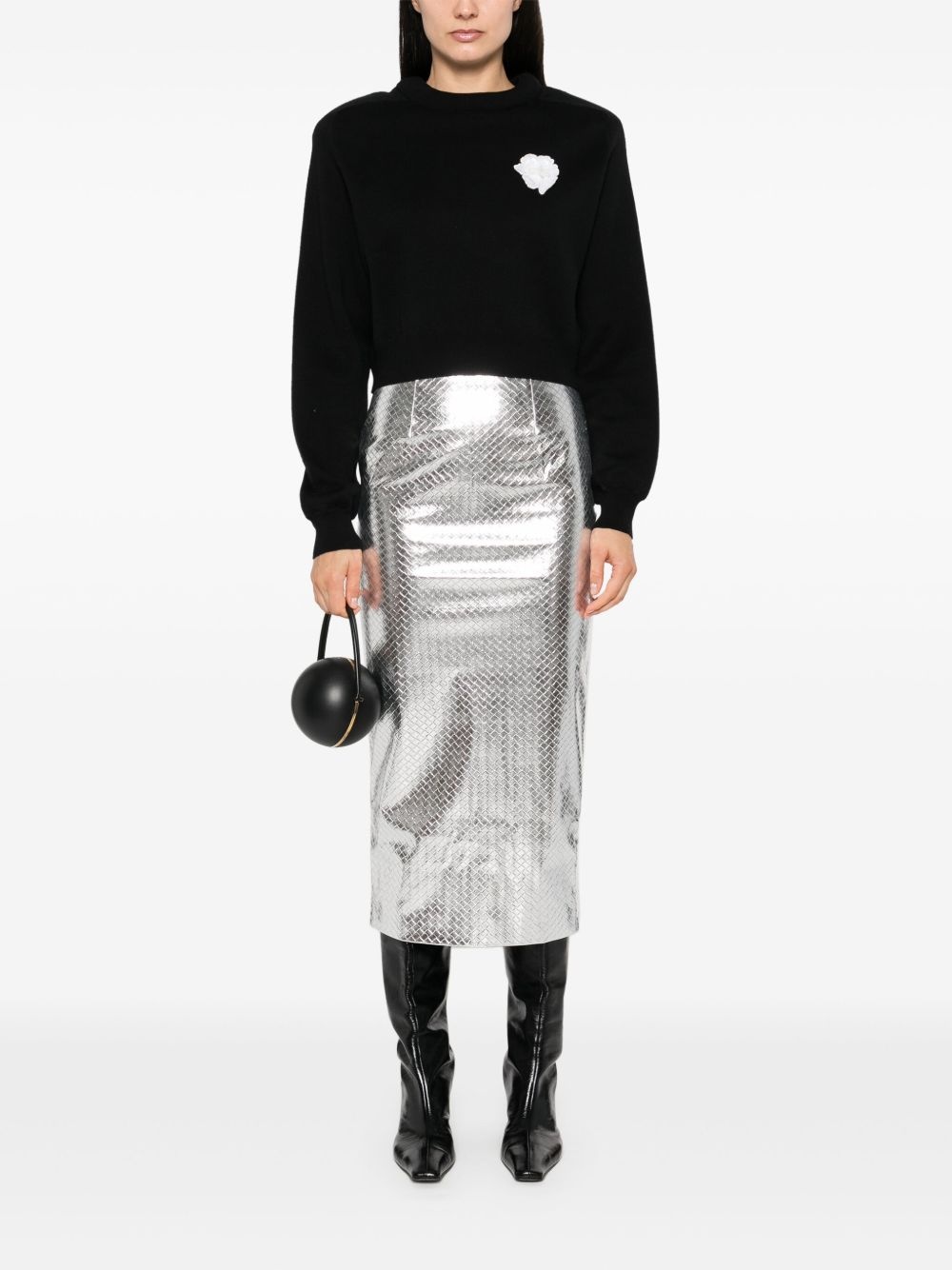 braided-effect pencil skirt - 2