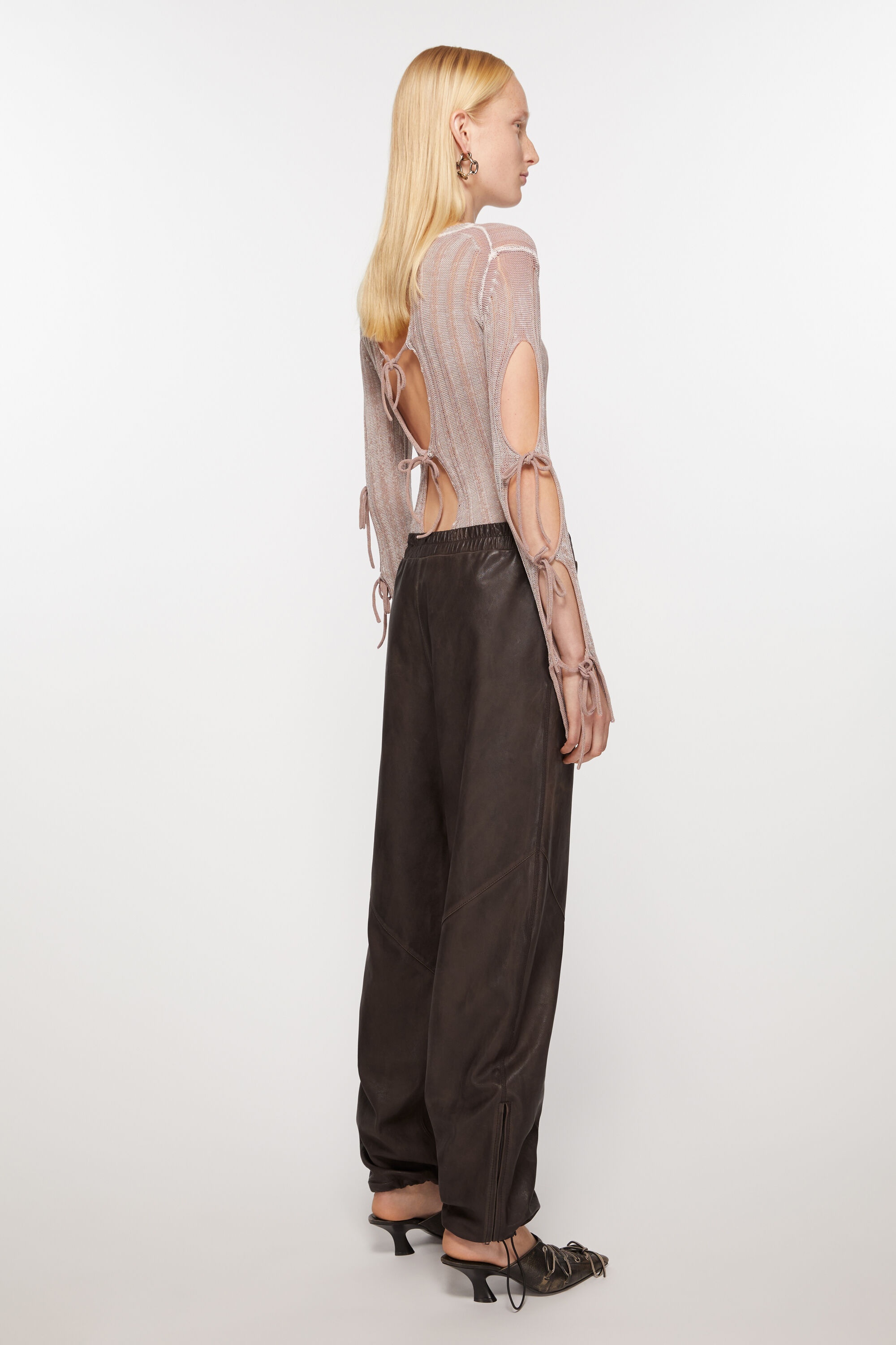 Leather casual trousers - Brown - 4