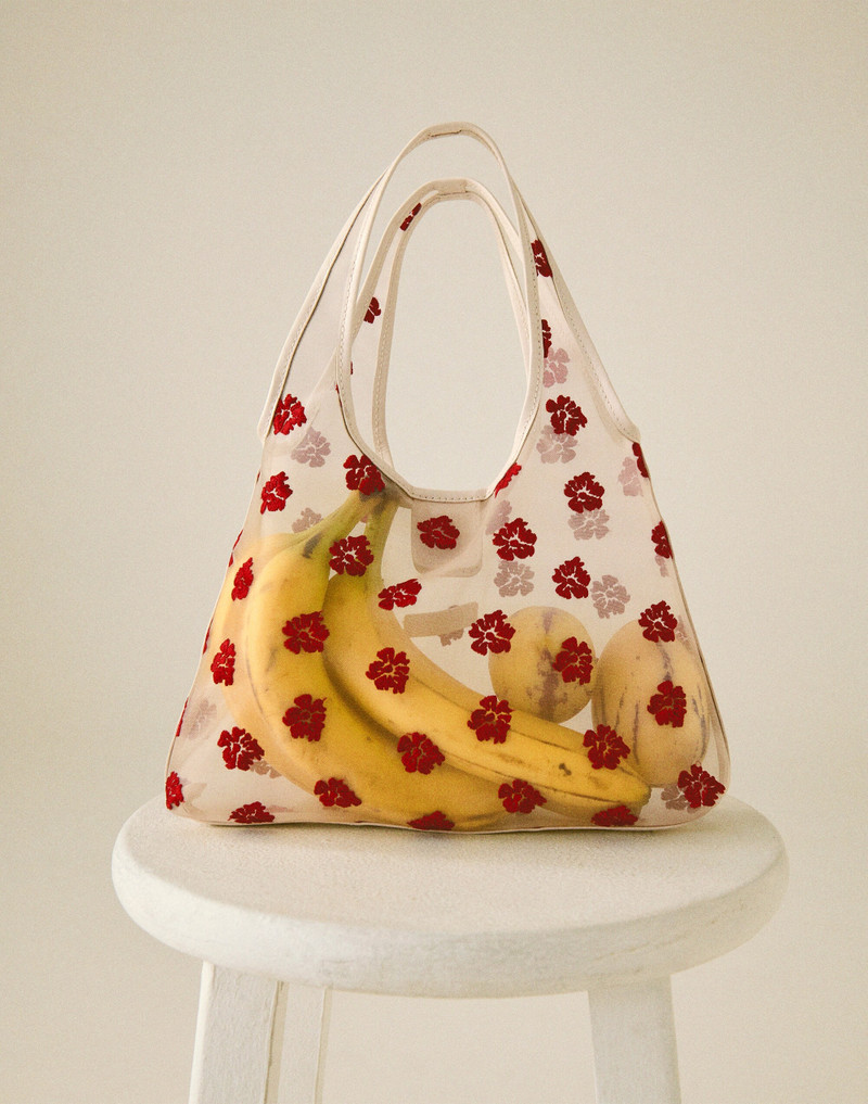 Floral-Embroidered Mini Shopper Bag 3