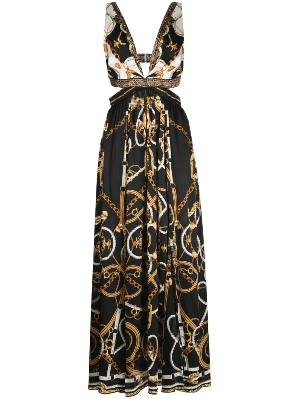 cut-out silk dress - 1