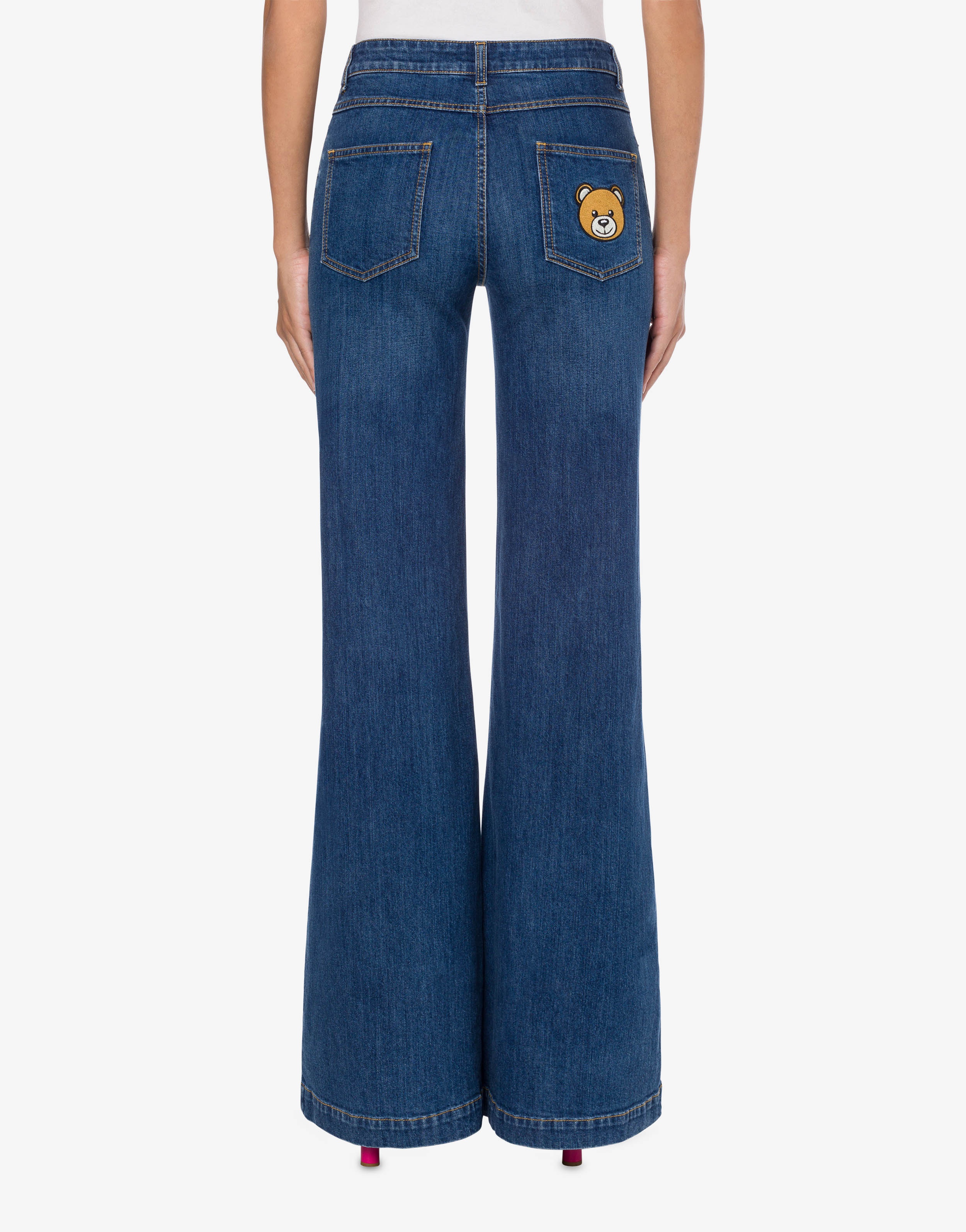 TEDDY EMBROIDERY STRETCH DENIM TROUSERS - 3