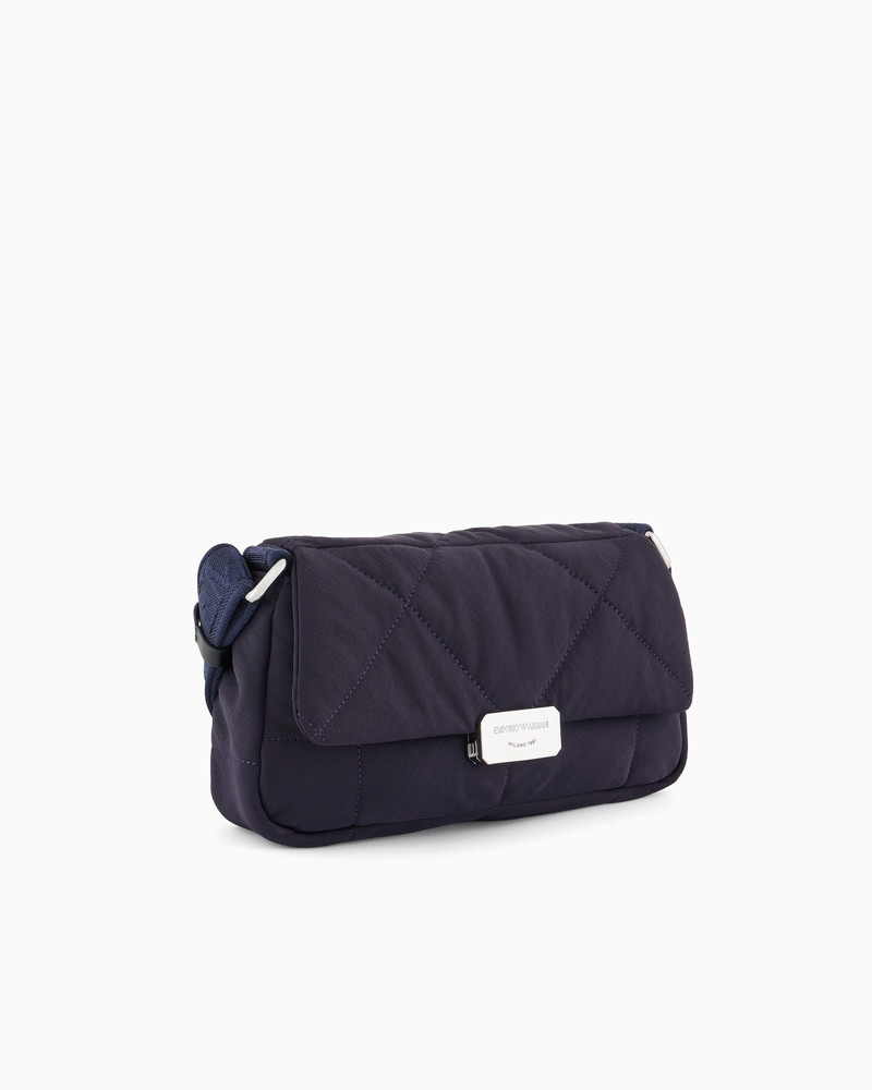 EMPORIO ARMANI MEDIUM BAGUETTE SHOULDER BAG IN MATELASSÉ NYLON outlook