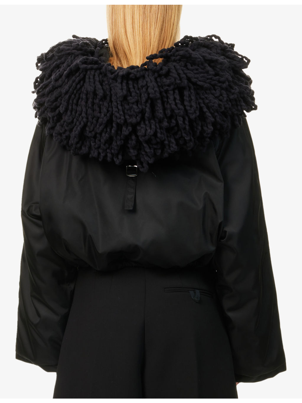Fringed-Hood Long-Sleeve Padded Jacket - 4