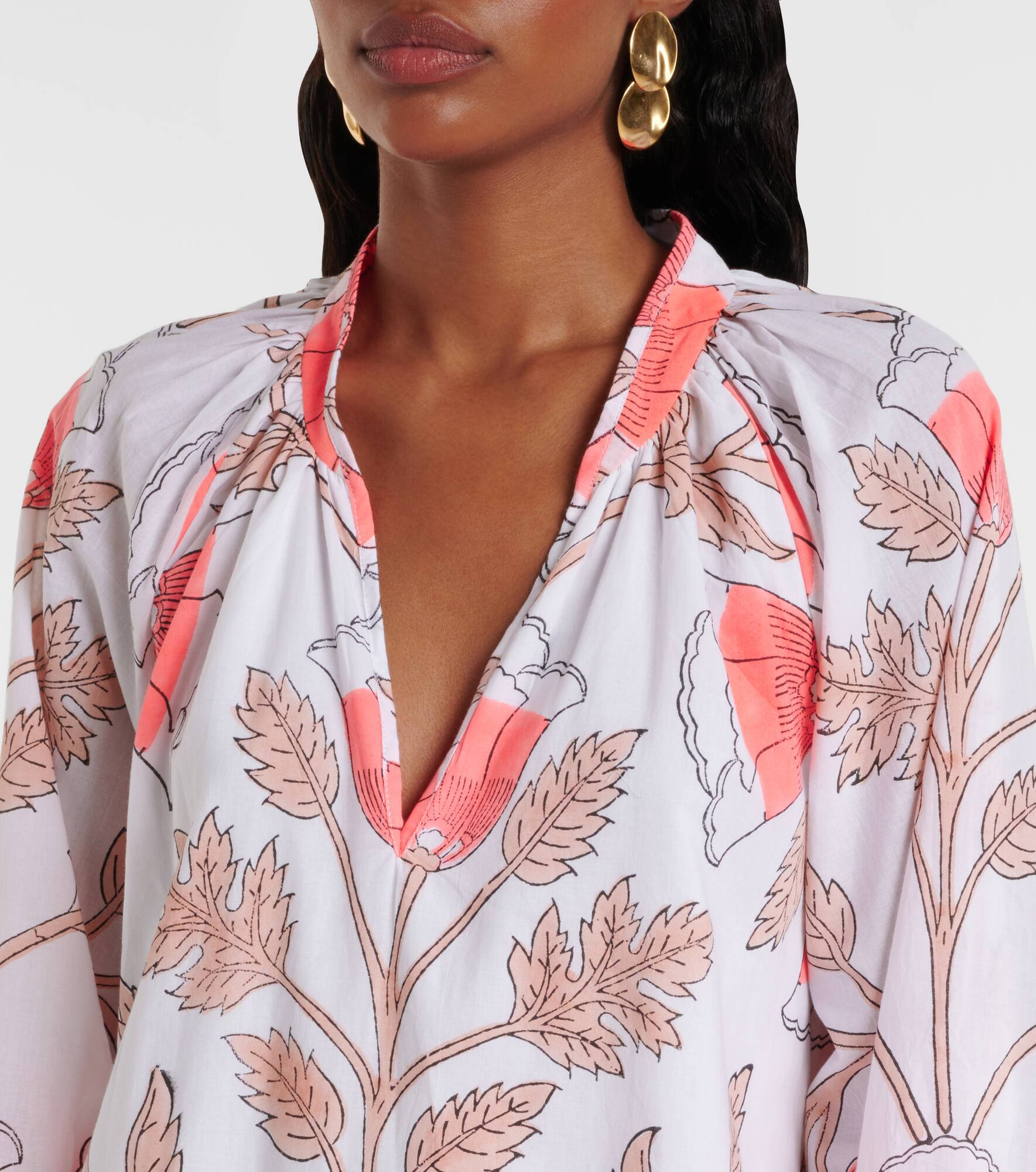 Printed scalloped cotton minidress - 4