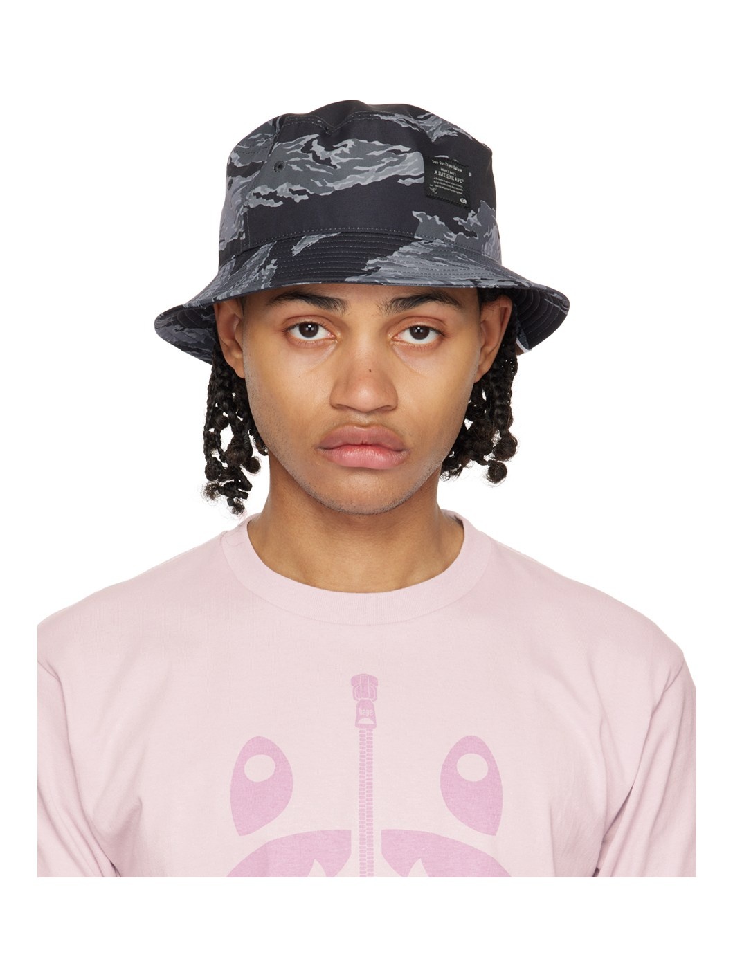 Black & Gray Tiger Camo Bucket Hat - 1