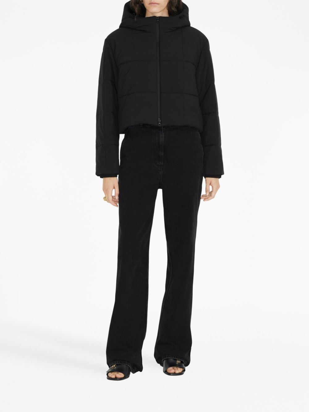 hooded cropped quilted jacket - 2