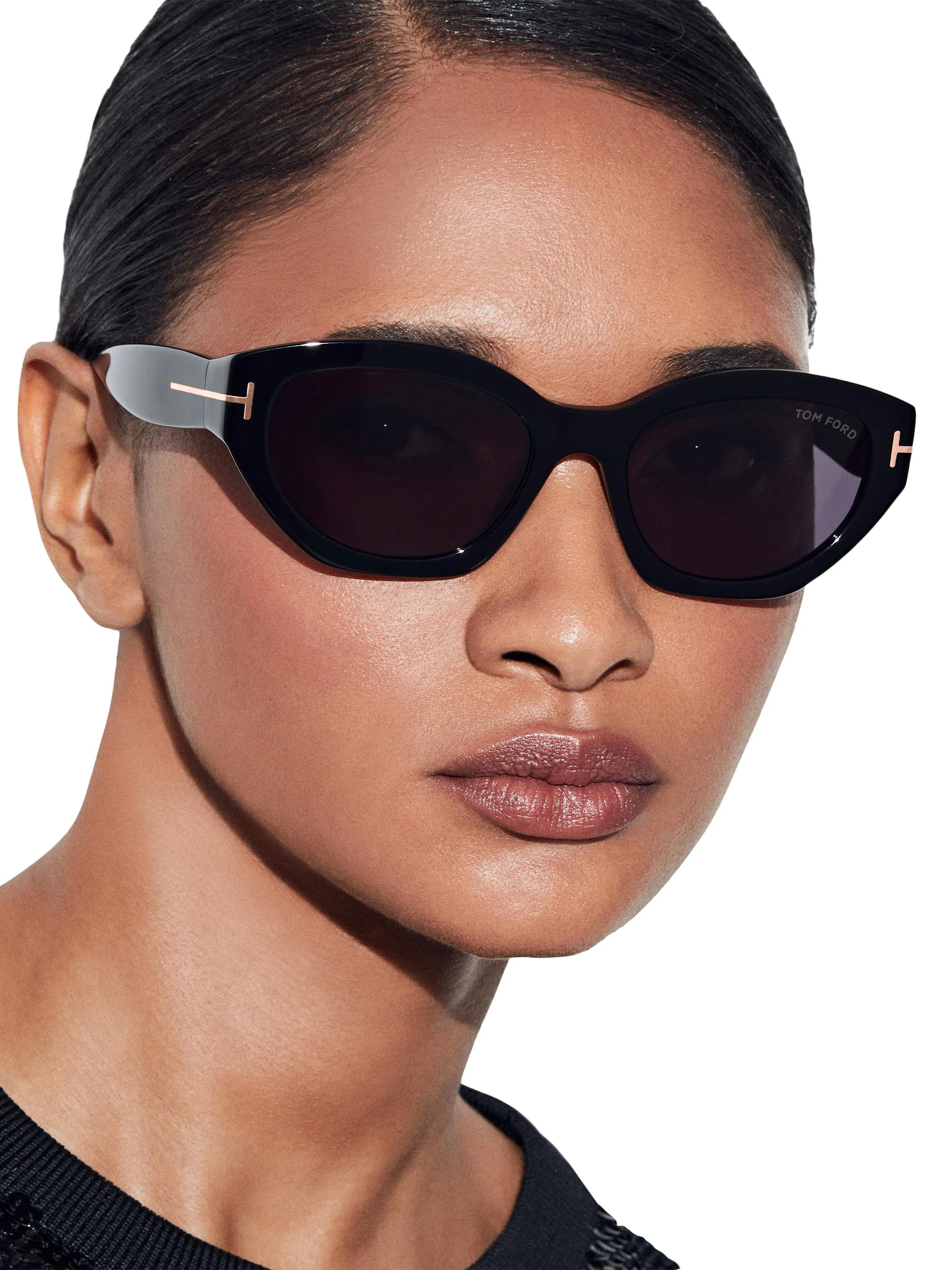 Women's Penny 55MM Geometric Sunglasses - Shiny Black Smoke - 1