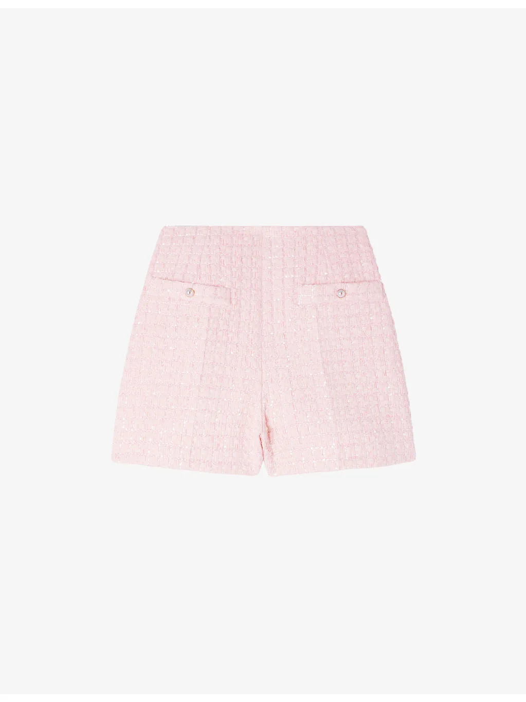 High-Rise Sequin-Embellished Tweed Shorts - 1