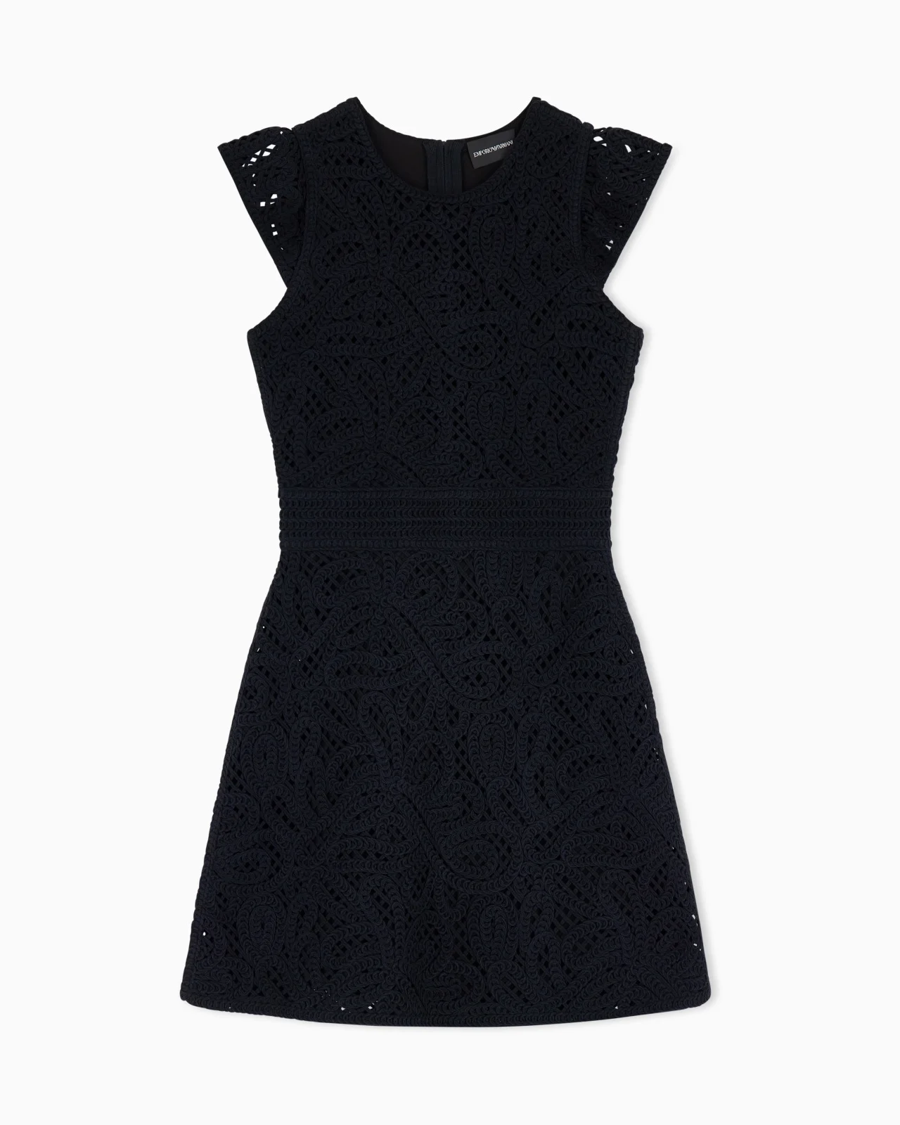 DRESS IN MACRAMÉ-EFFECT CORNELY EMBROIDERED FABRIC - 1