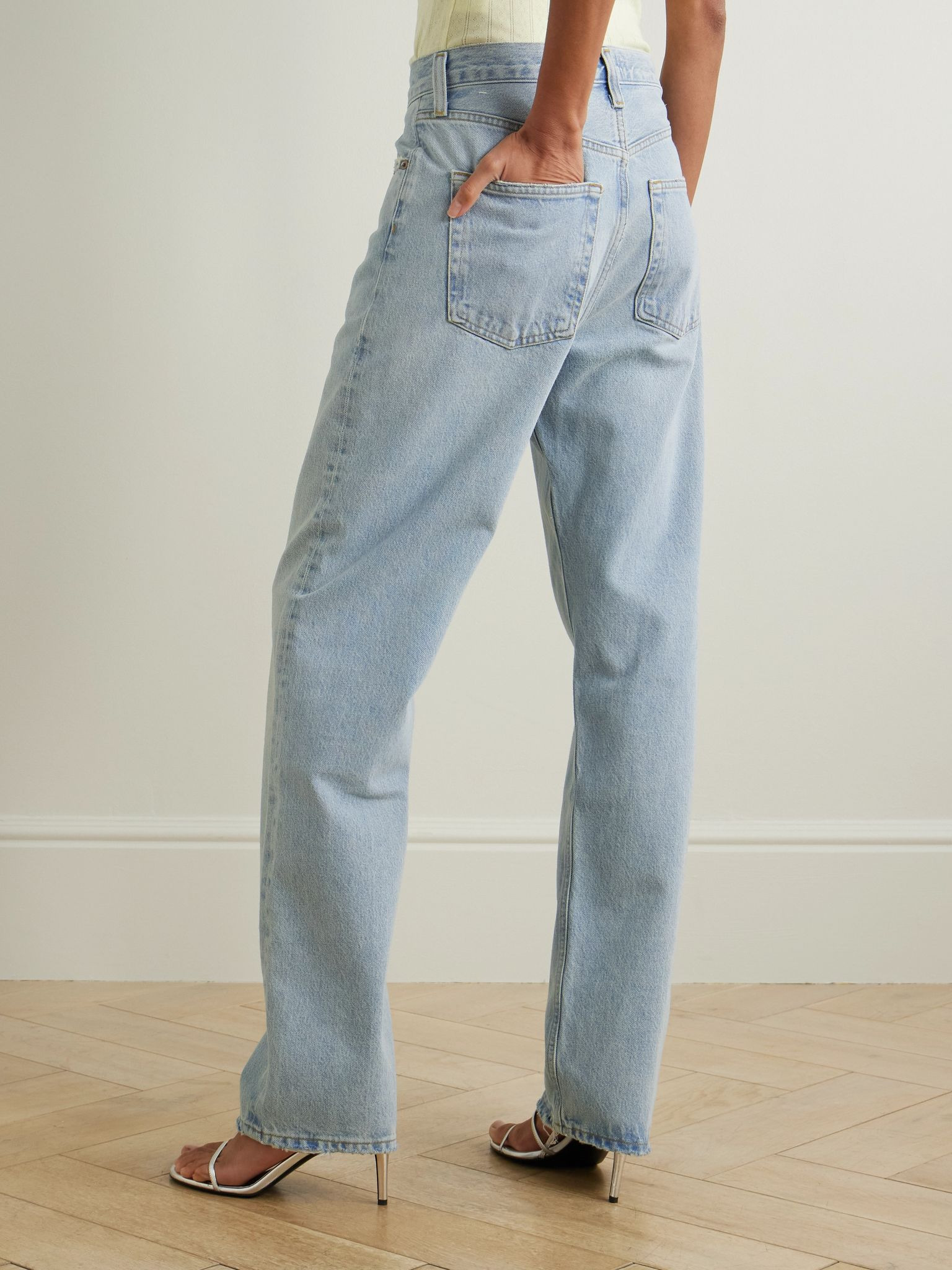 Kelly distressed high-rise straight-leg jeans Mid denim - 4