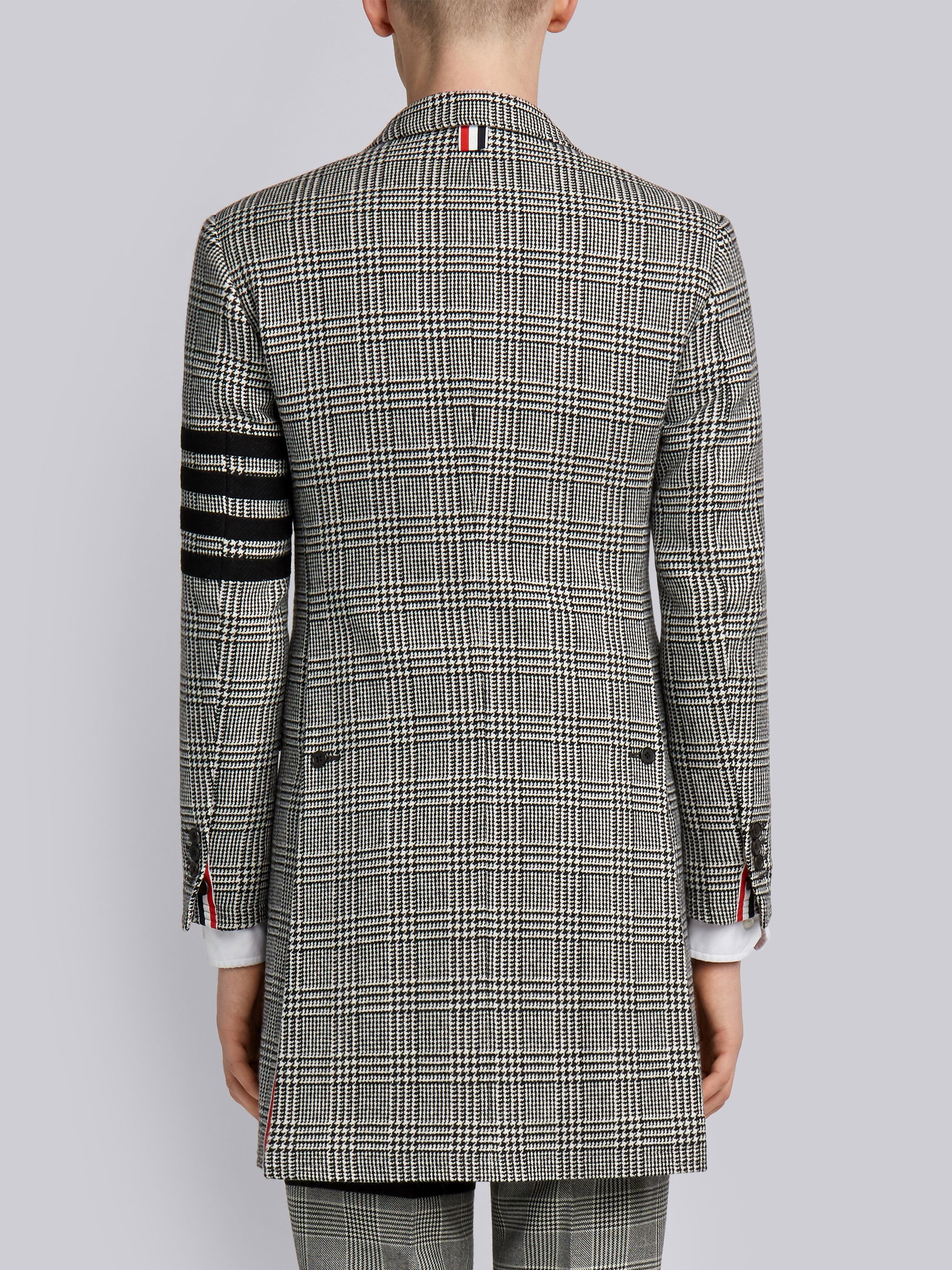 4-Bar Prince of Wales Check Wool High-Armhole Chesterfield Overcoat - 3