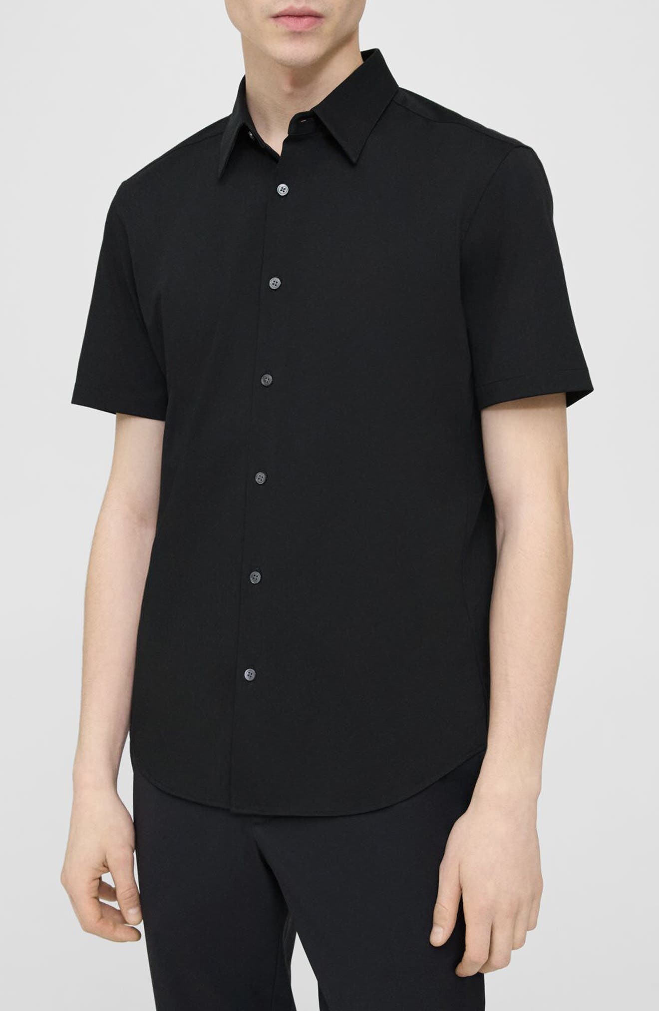 Theory Irving Short Sleeve Button-Up Shirt in Black - 4