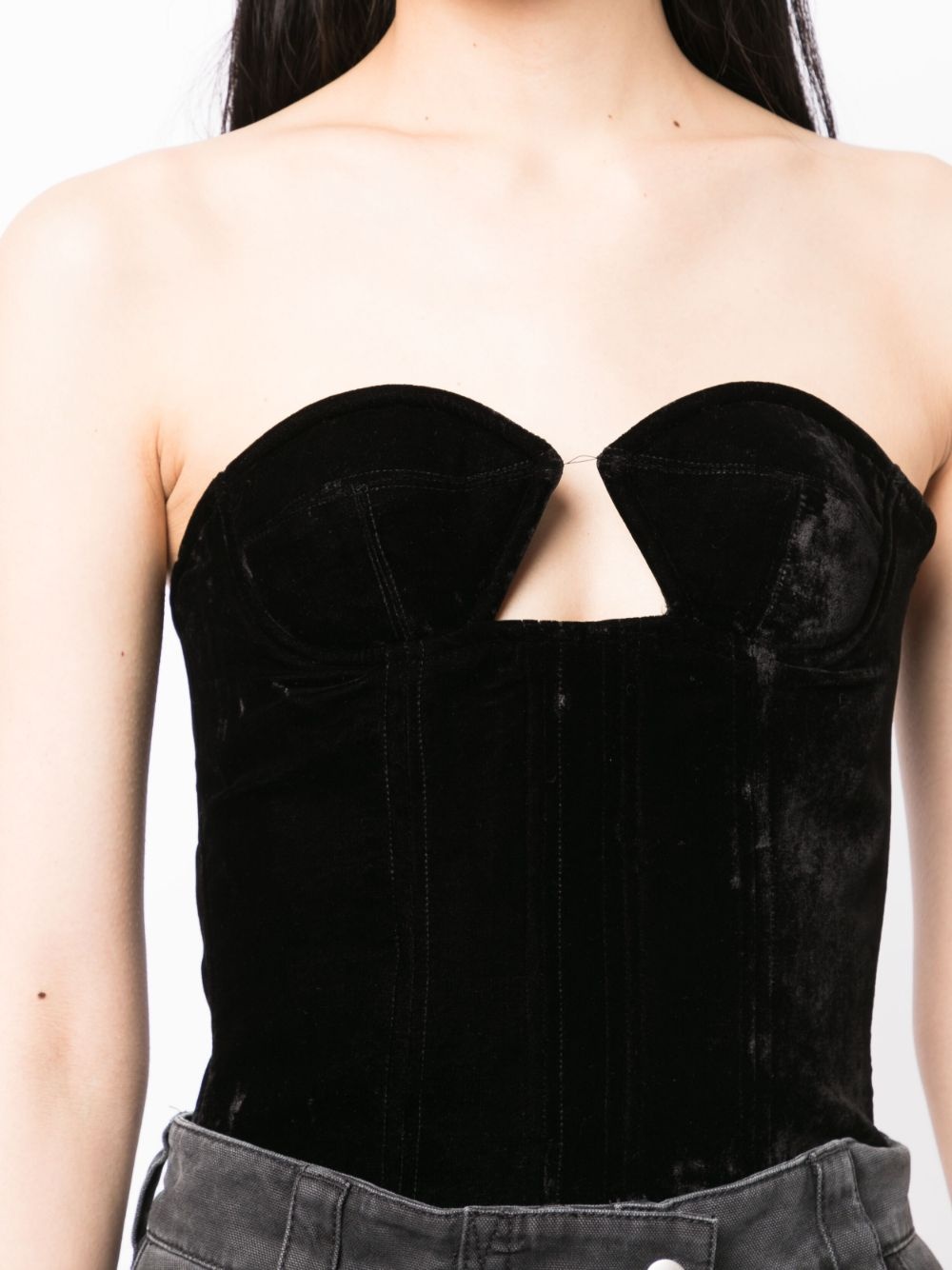 cut-out velvet-effect bustier - 5