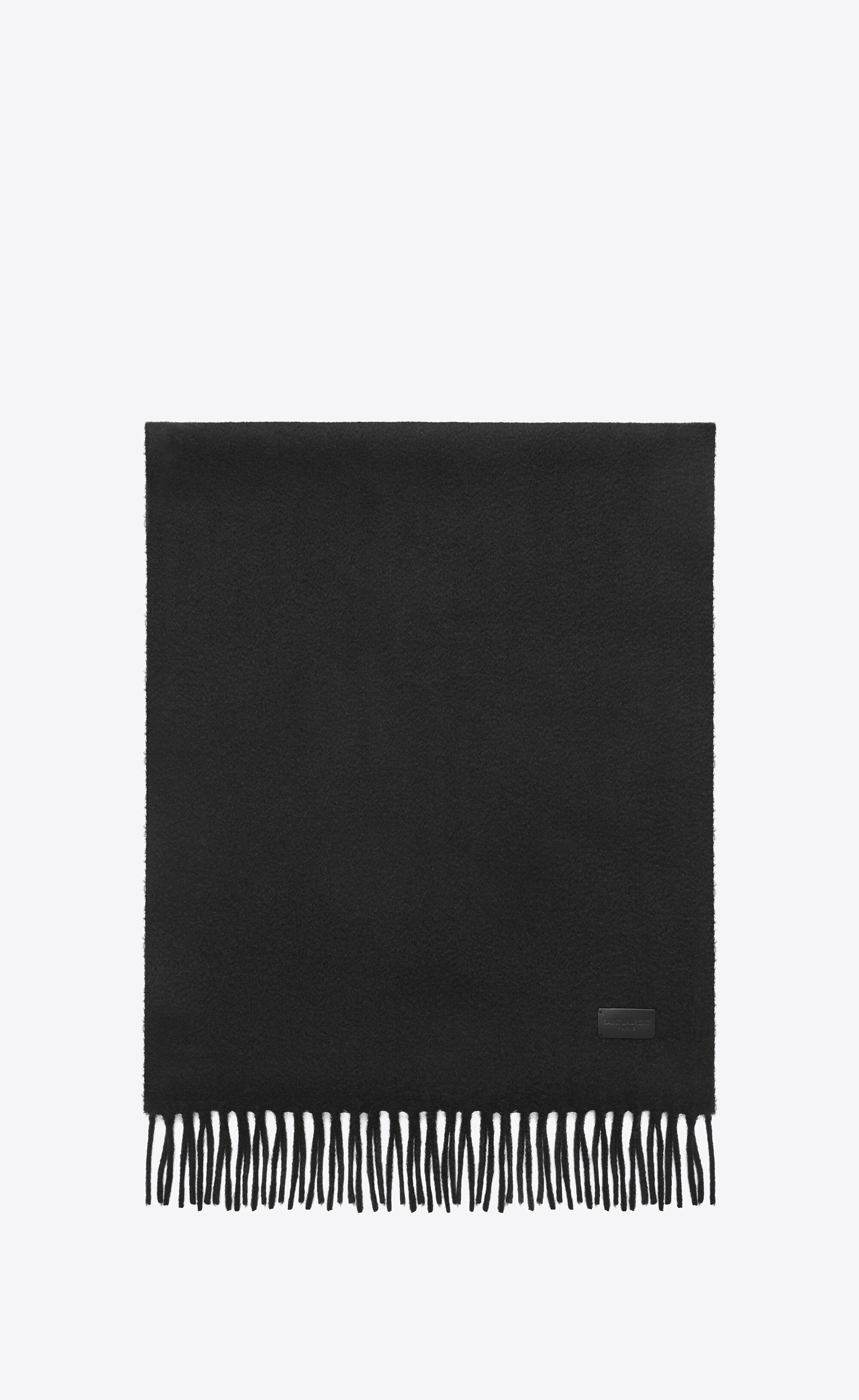 knit fringed scarf in black cashmere - 1