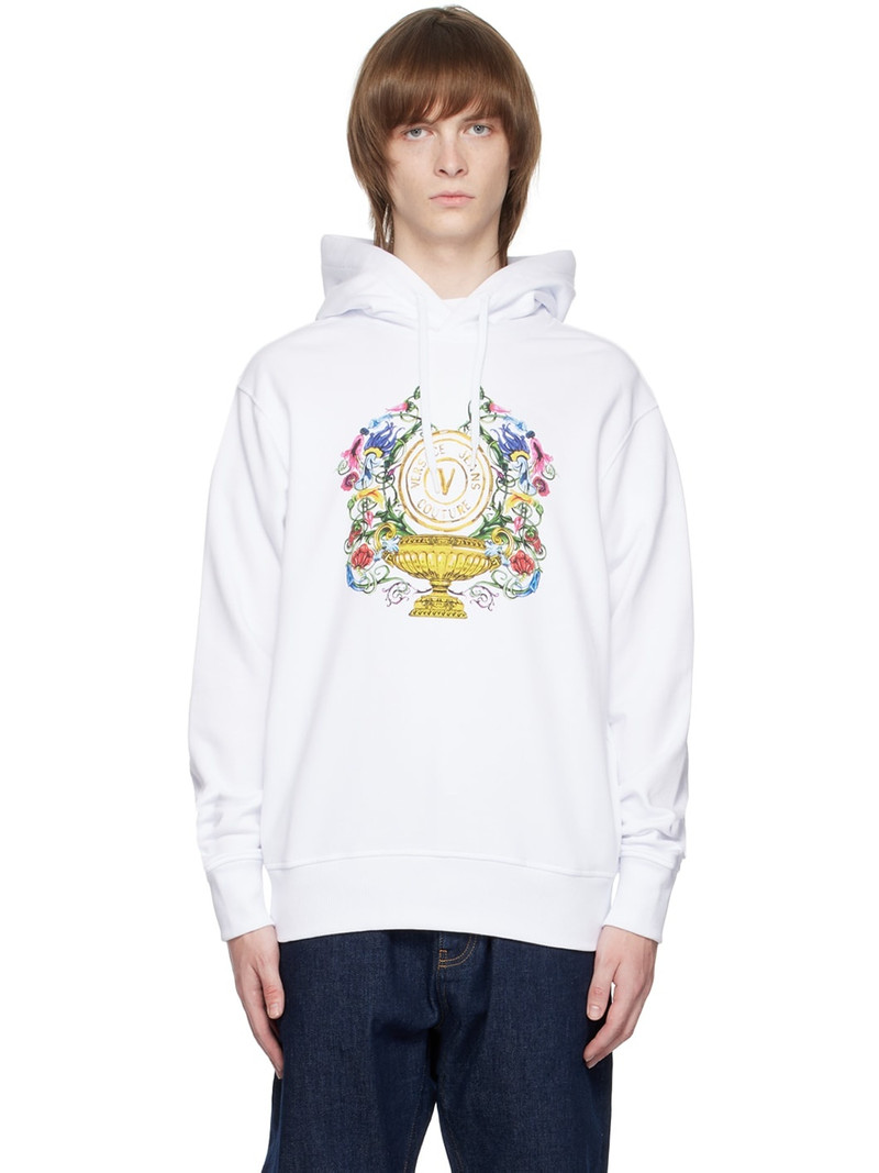 White V-Emblem Garden Hoodie - 1