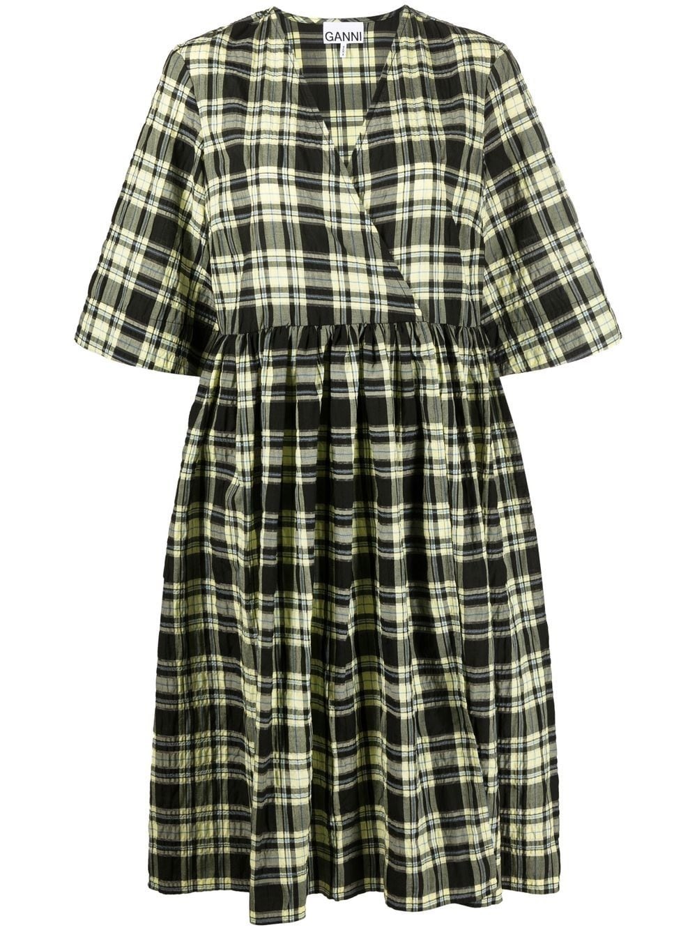 seersucker check midi dress - 1